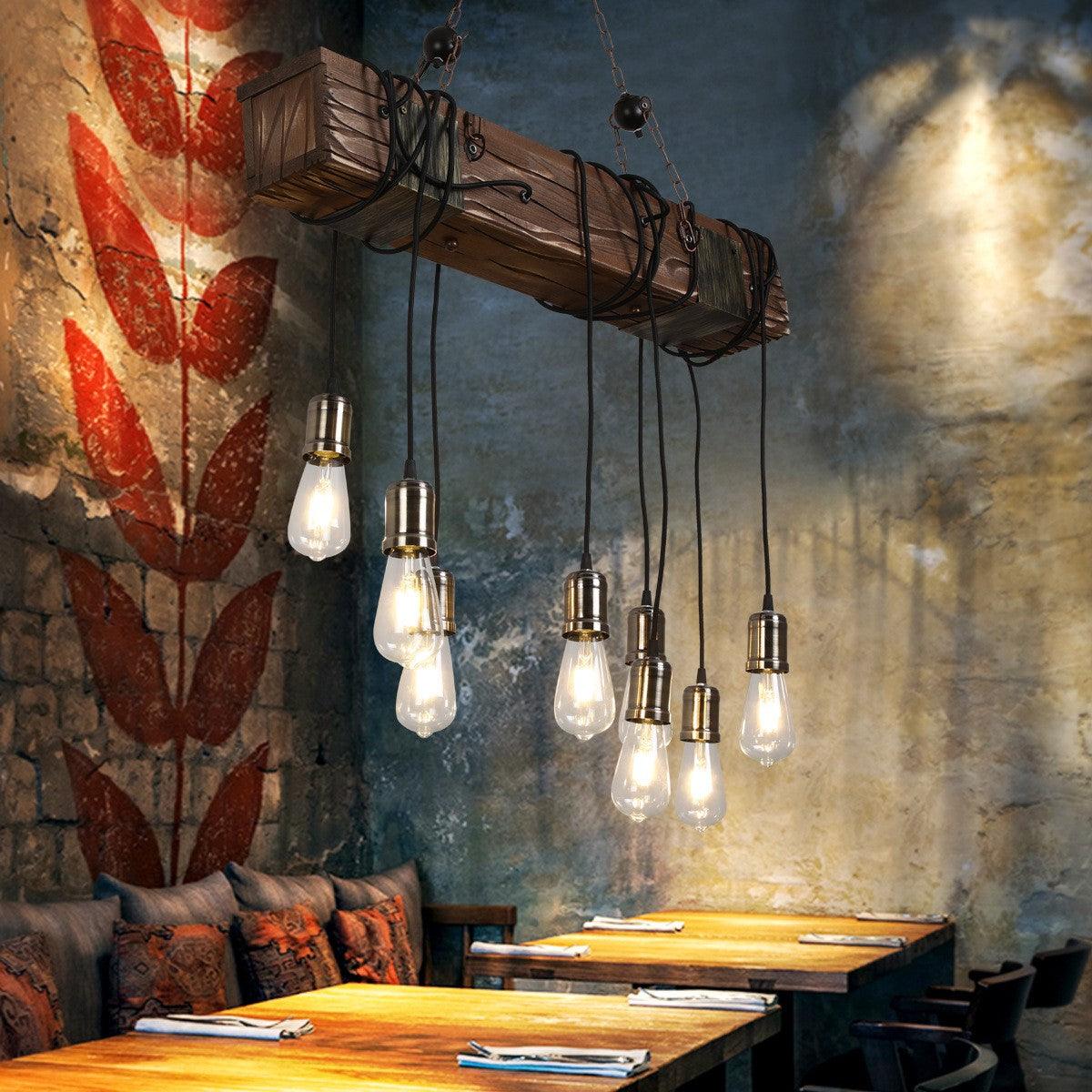 Lustra Chandelier Wooden Beam Edison Bulb Rustic Farmhouse - Image 31