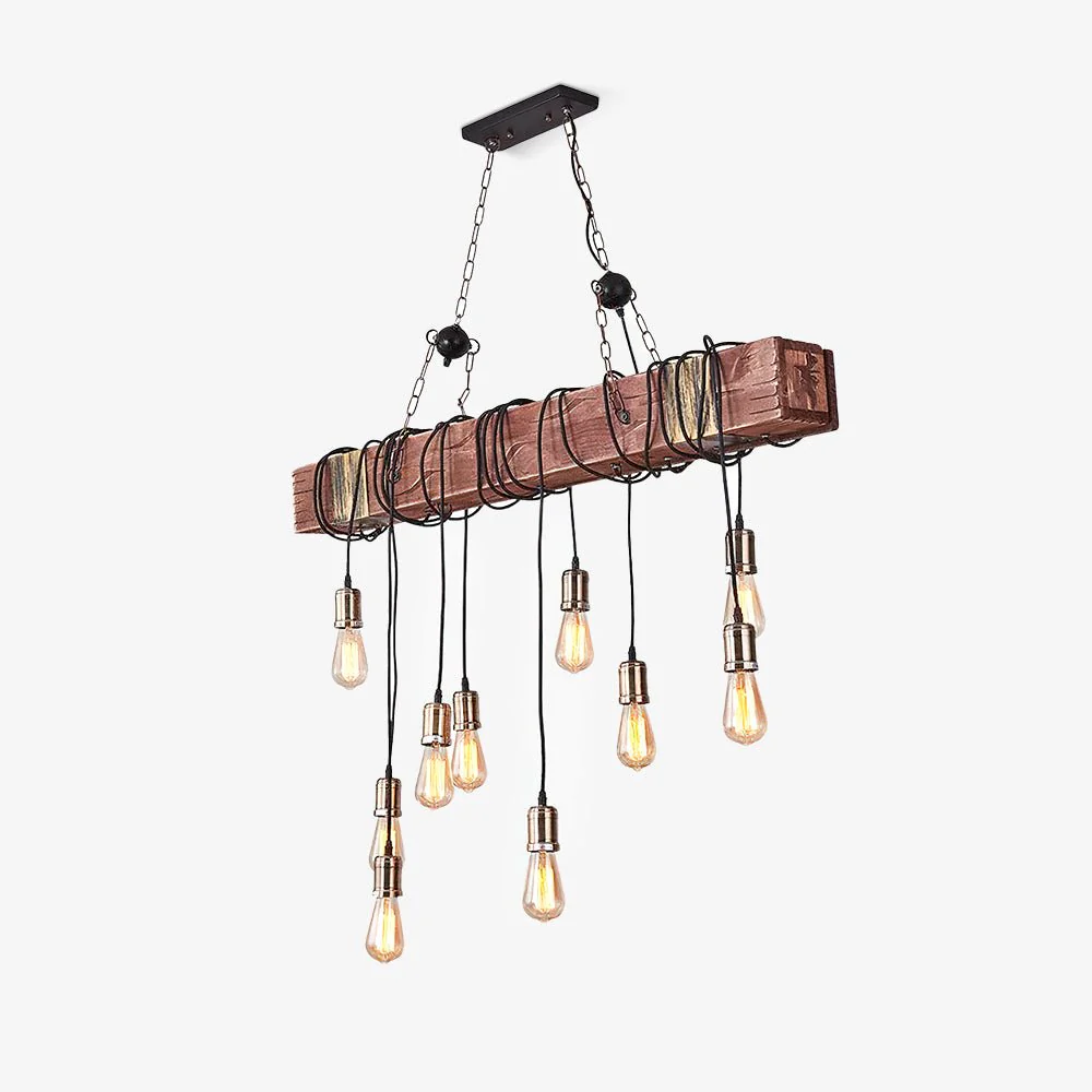 Lustra Chandelier Wooden Beam Edison Bulb Rustic Farmhouse - Image 36