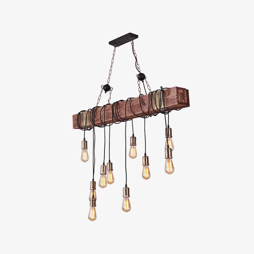 Lustra Chandelier Wooden Beam Edison Bulb Rustic Farmhouse - Image 6