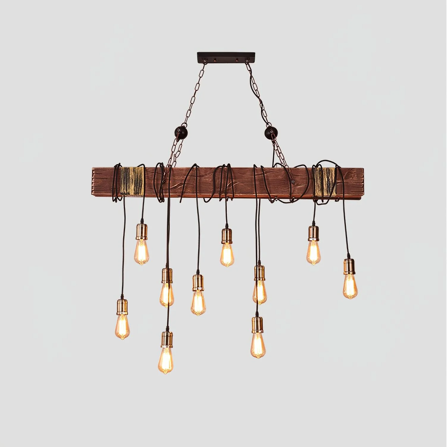 Lustra Chandelier Wooden Beam Edison Bulb Rustic Farmhouse - Image 9