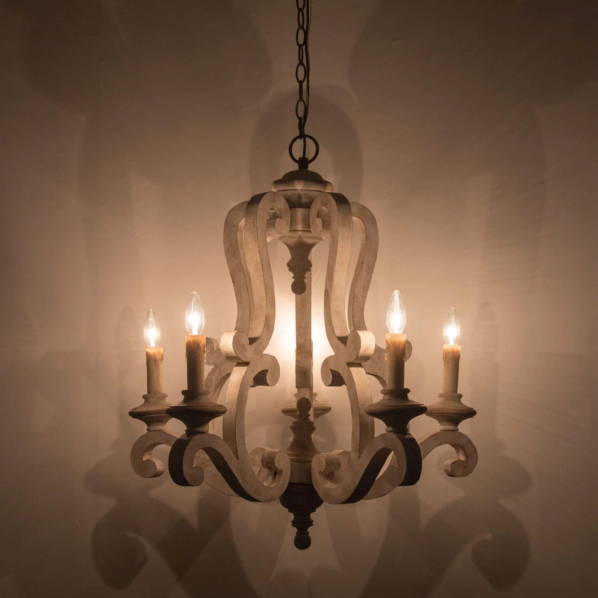 Lustra Chandelier Wooden Candle Mid-Century - Image 2