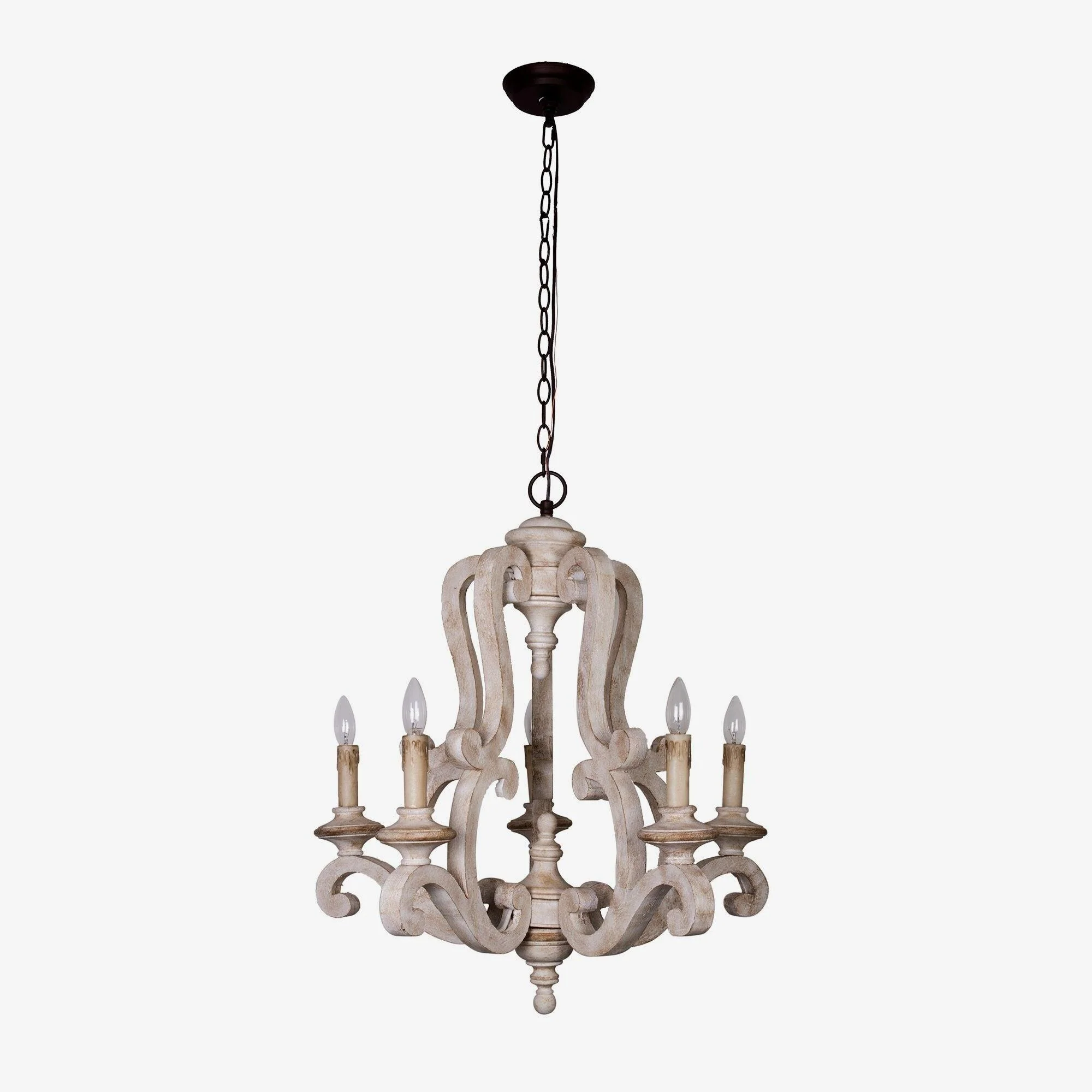 Lustra Chandelier Wooden Candle Mid-Century - Image 26