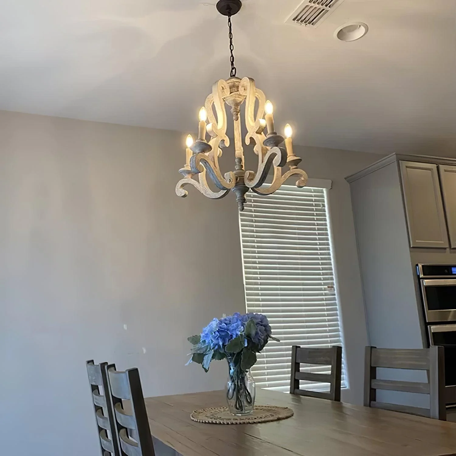 Lustra Chandelier Wooden Candle Mid-Century - Image 29