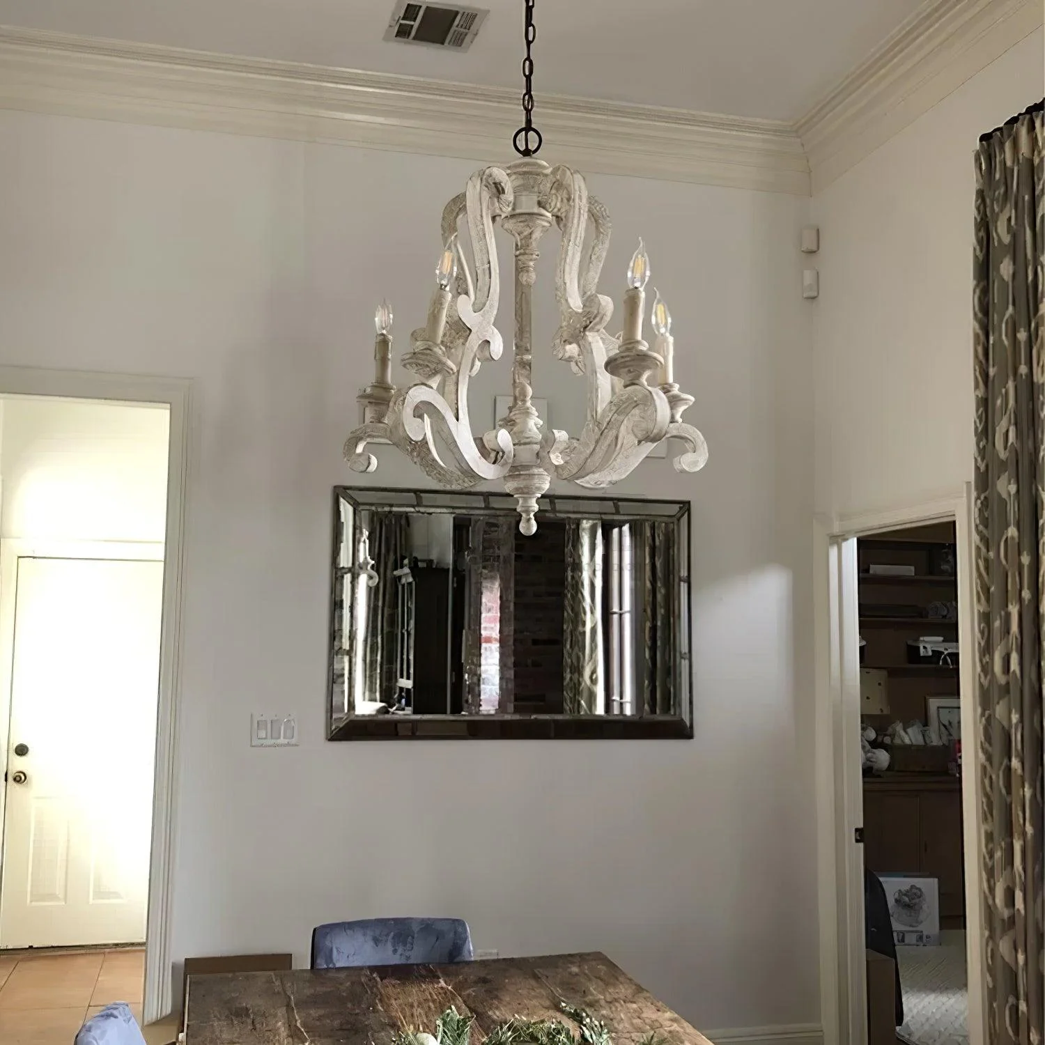 Lustra Chandelier Wooden Candle Mid-Century - Image 33