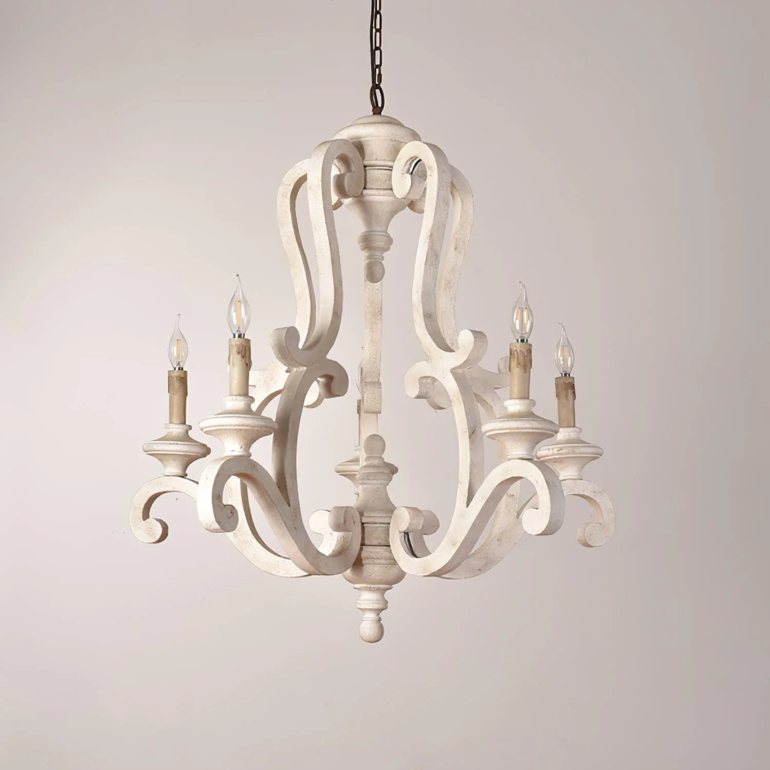 Lustra Chandelier Wooden Candle Mid-Century - Image 36