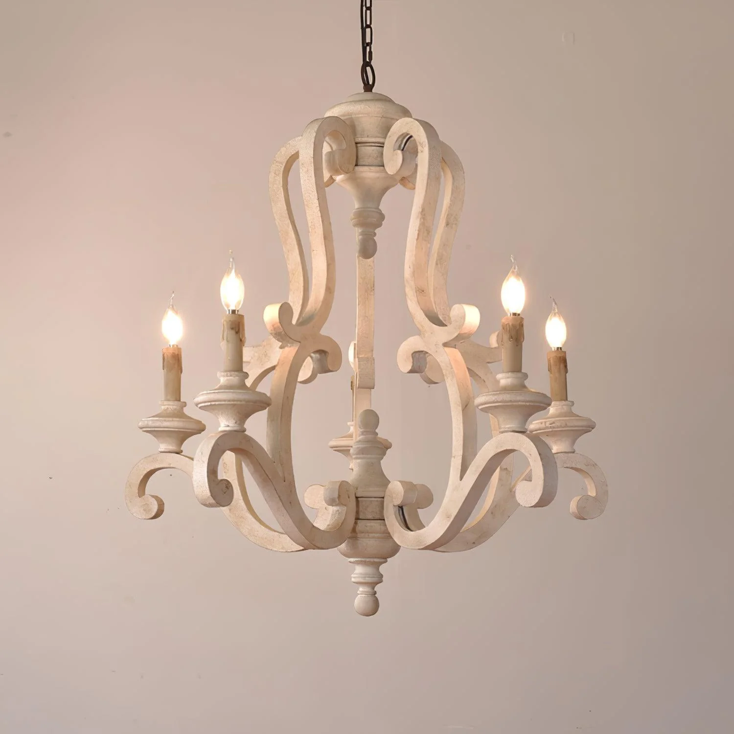 Lustra Chandelier Wooden Candle Mid-Century - Image 6