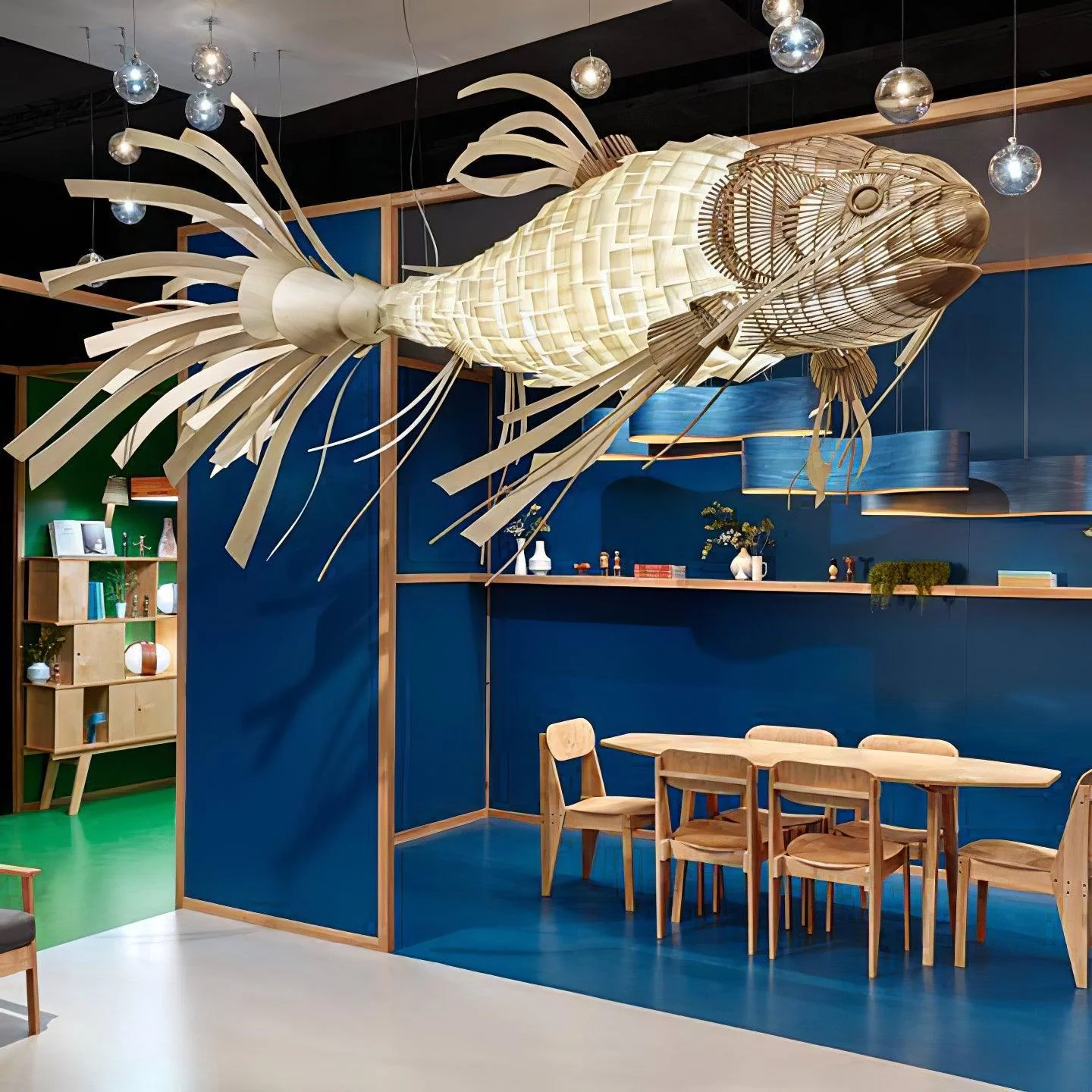Lustra Chandelier Wooden Fish Handmade - Image 10