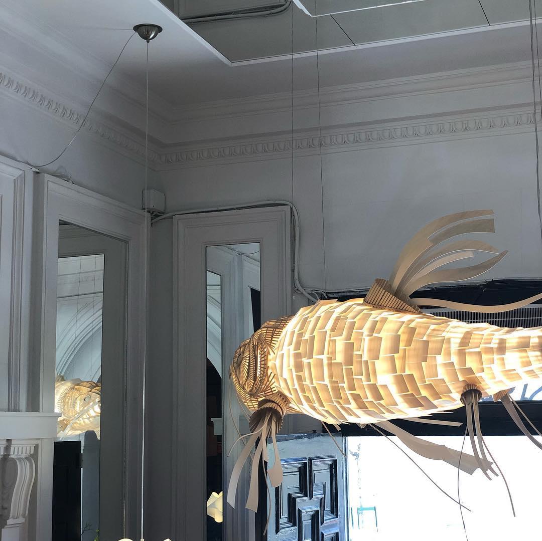 Lustra Chandelier Wooden Fish Handmade - Image 15