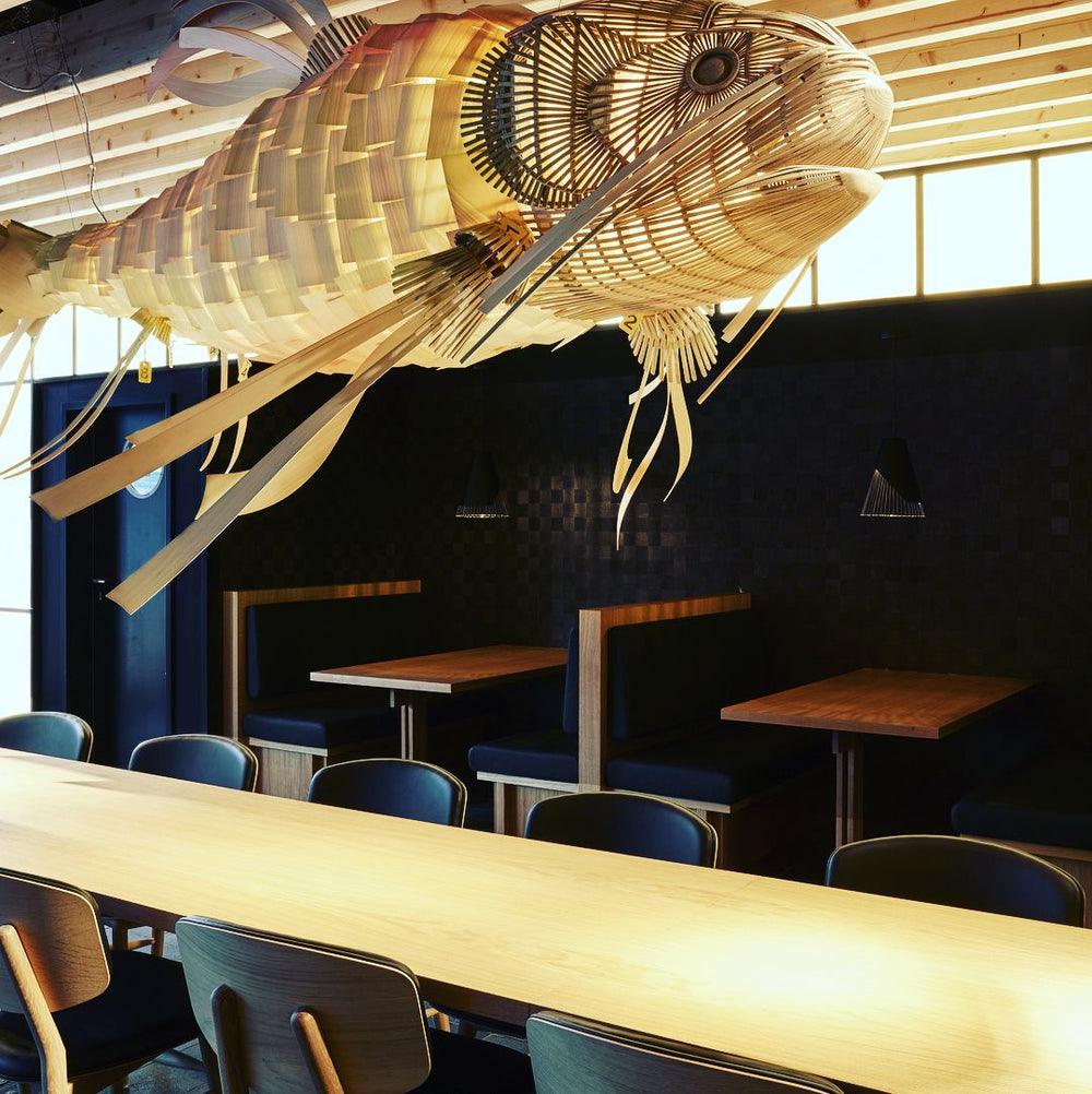 Lustra Chandelier Wooden Fish Handmade - Image 17