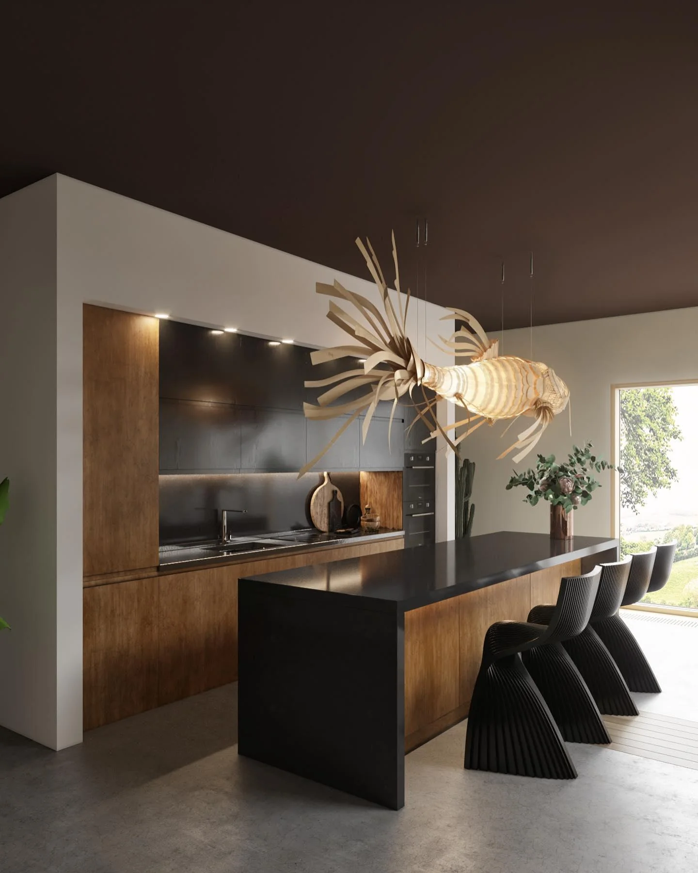 Lustra Chandelier Wooden Fish Handmade - Image 18