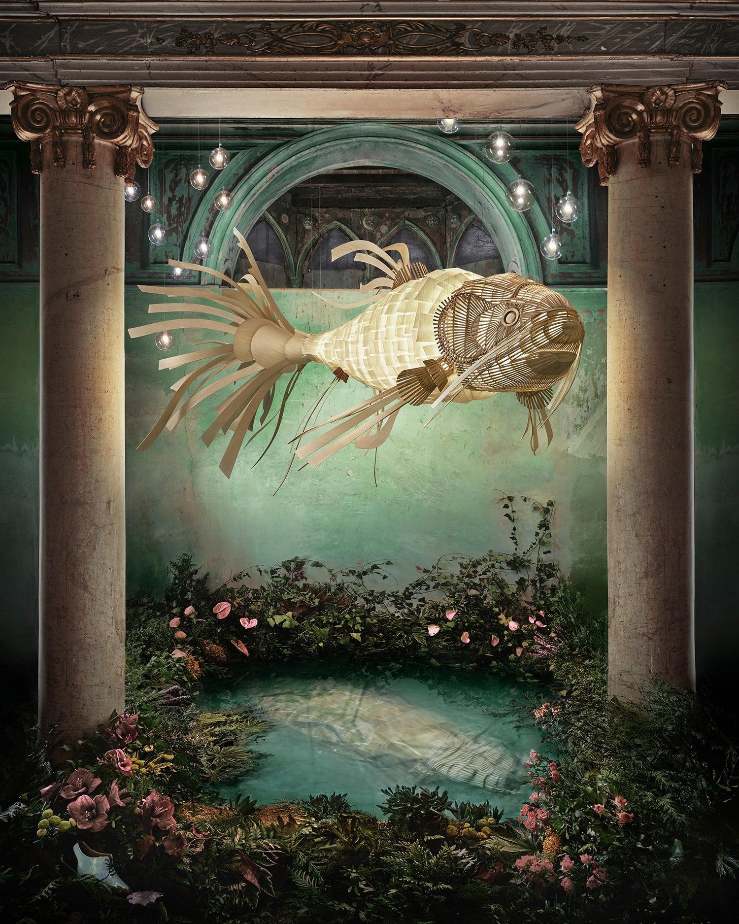 Lustra Chandelier Wooden Fish Handmade - Image 21