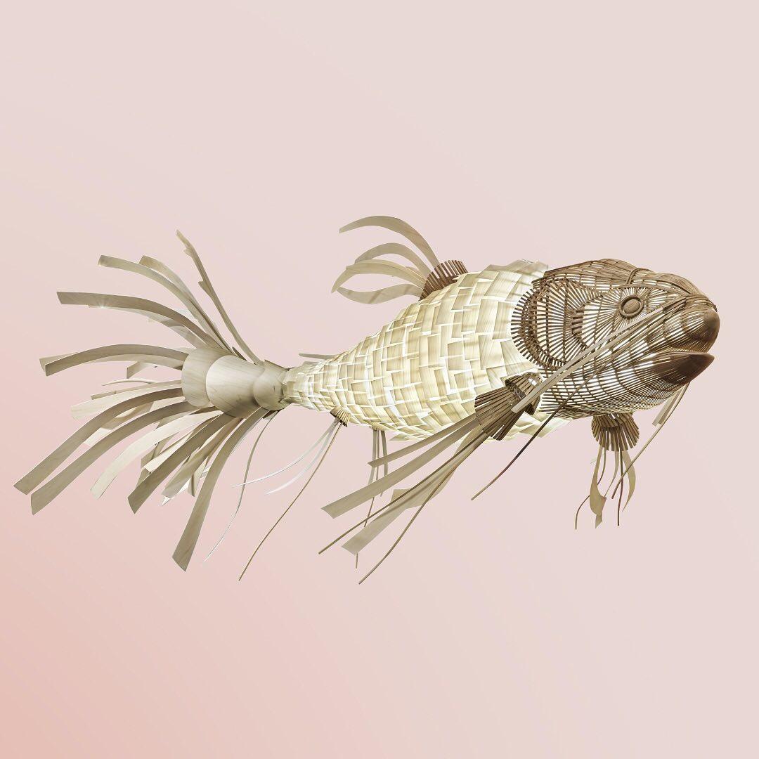 Lustra Chandelier Wooden Fish Handmade - Image 24