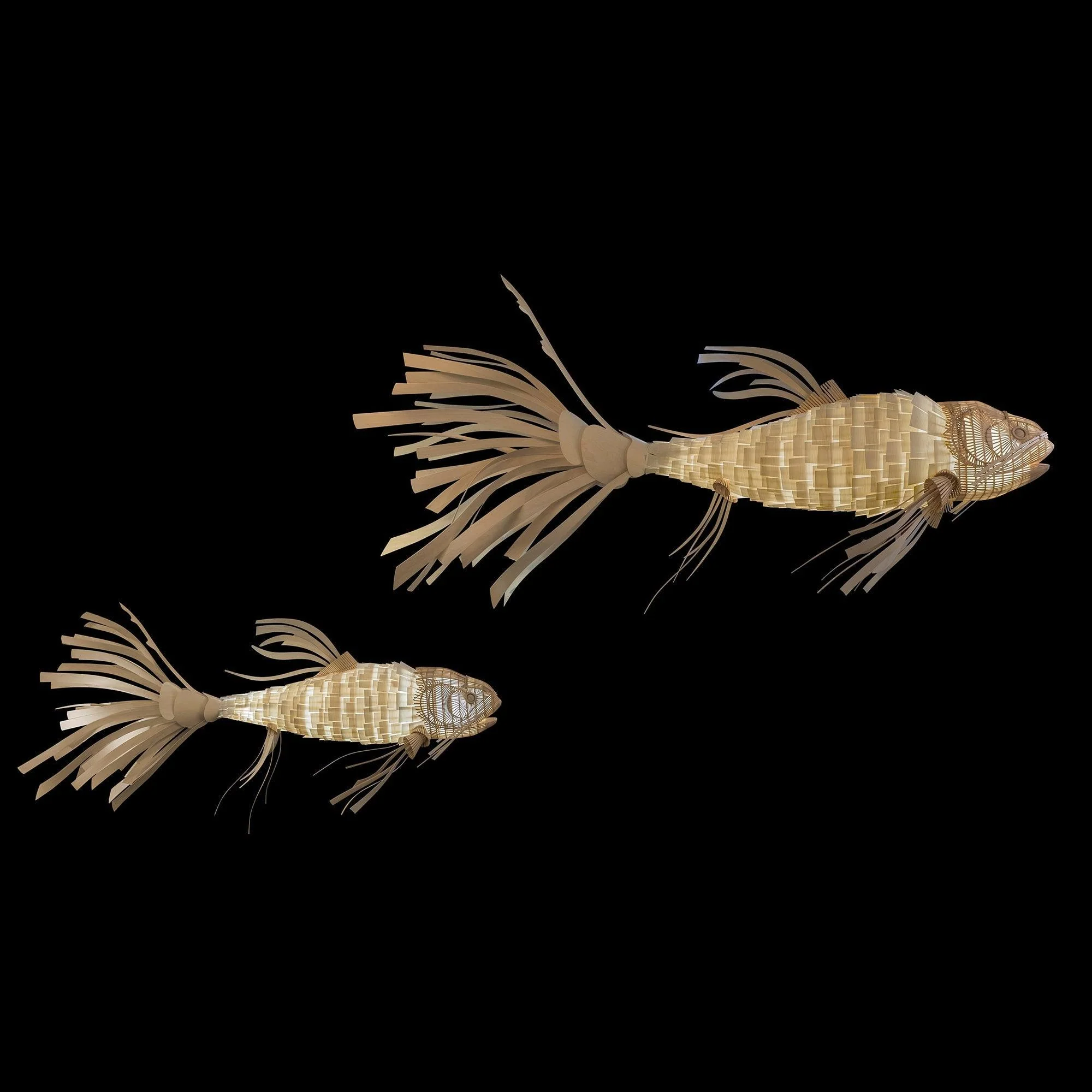 Lustra Chandelier Wooden Fish Handmade - Image 26