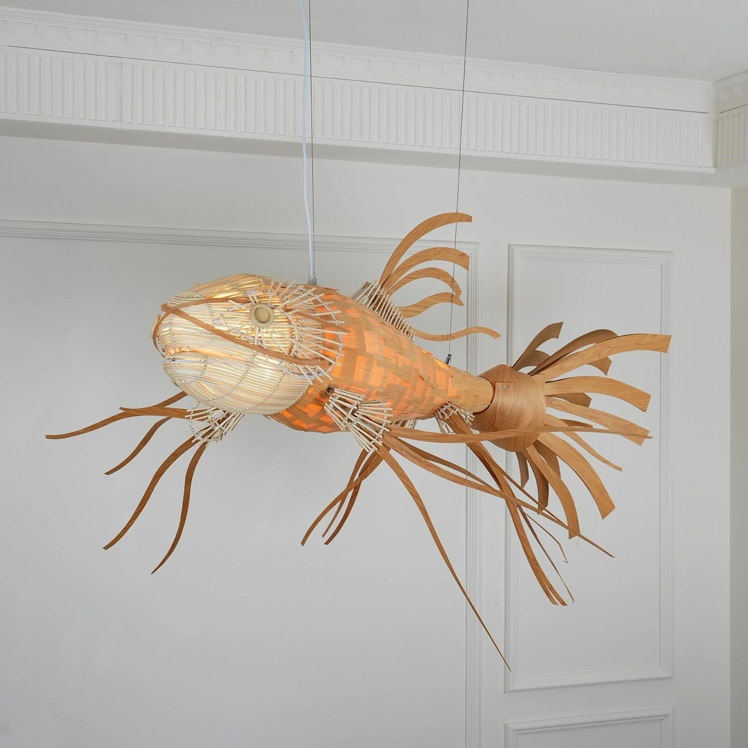Lustra Chandelier Wooden Fish Handmade - Image 28