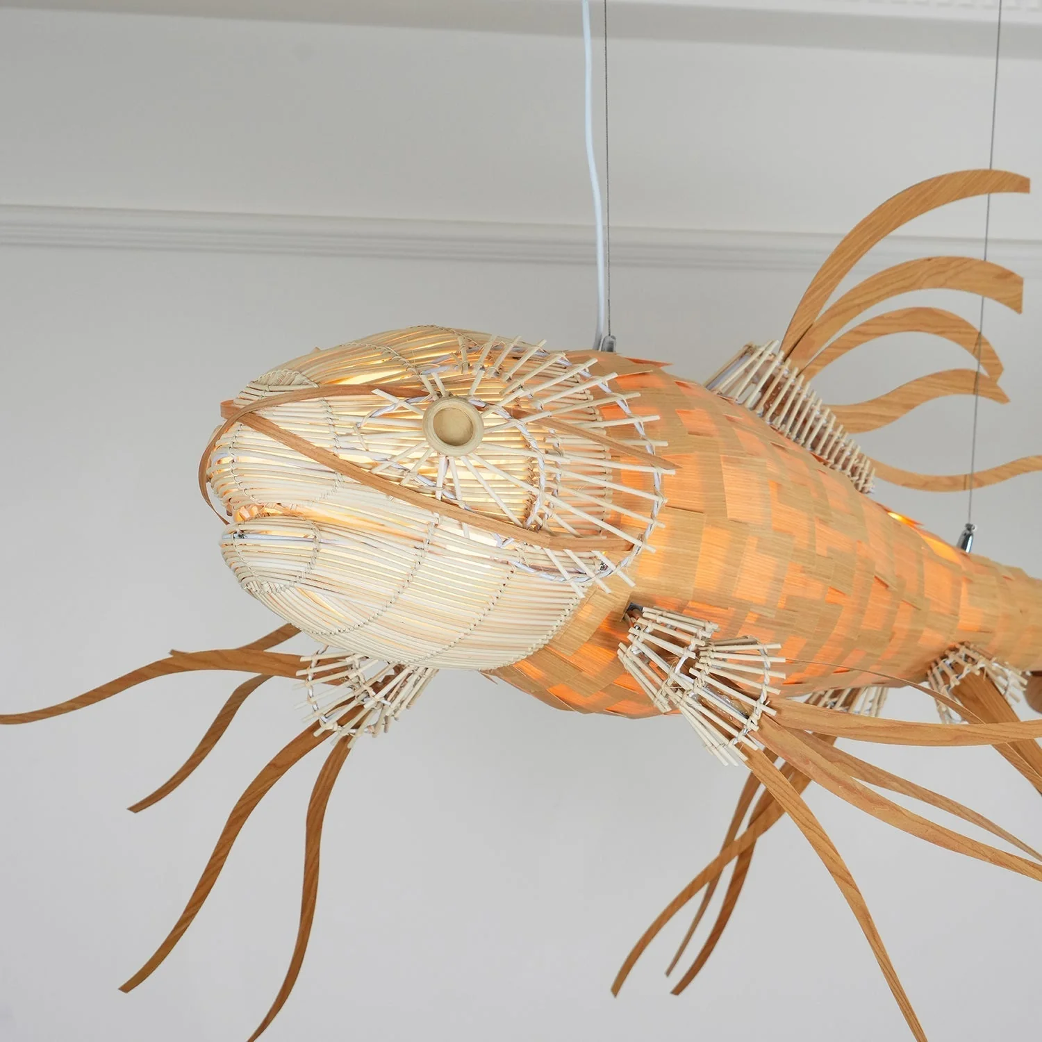Lustra Chandelier Wooden Fish Handmade - Image 30