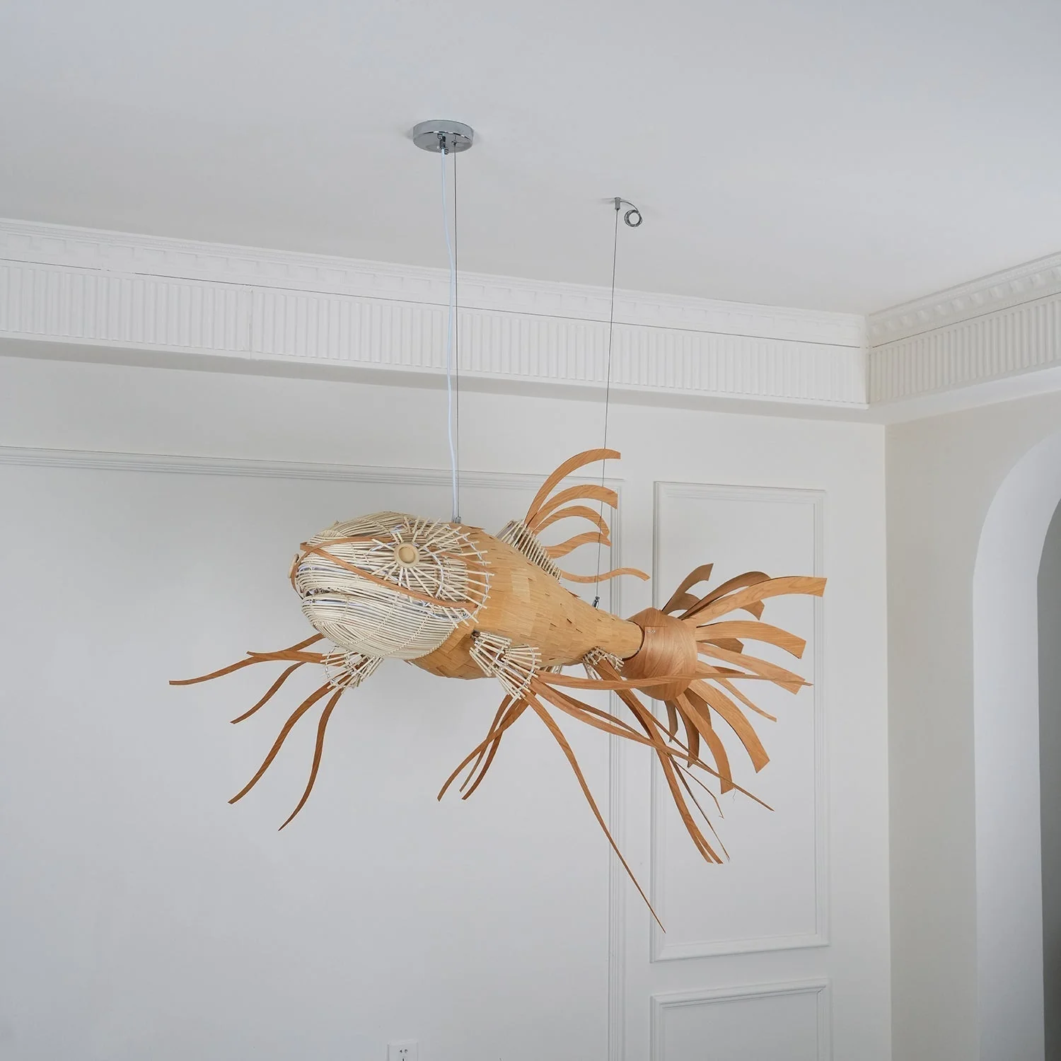 Lustra Chandelier Wooden Fish Handmade - Image 31