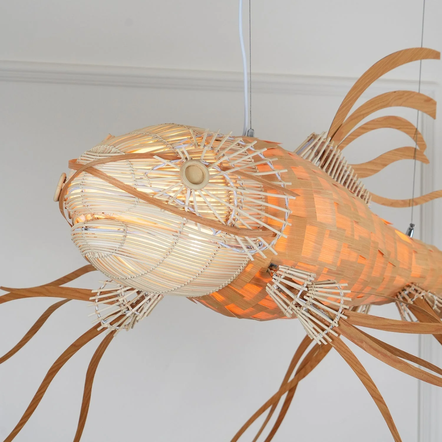 Lustra Chandelier Wooden Fish Handmade - Image 32