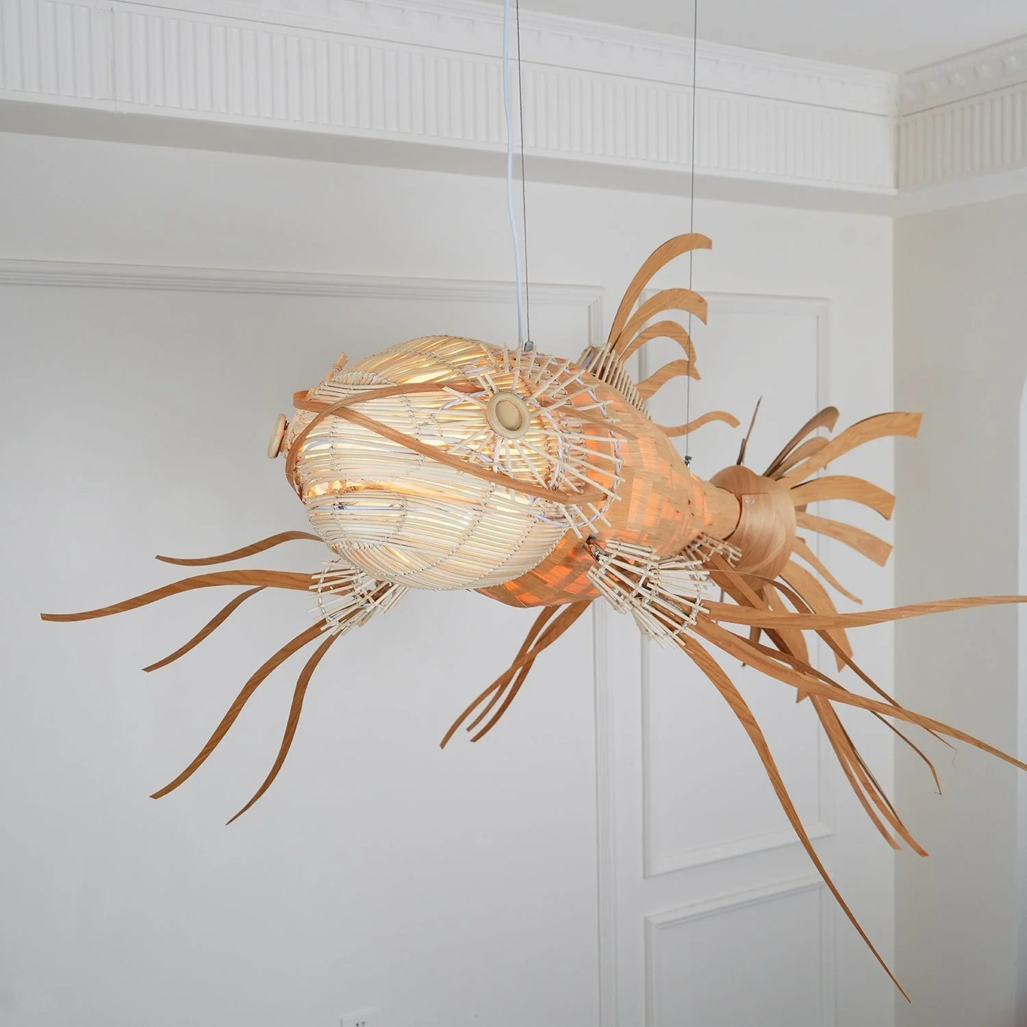 Lustra Chandelier Wooden Fish Handmade - Image 35