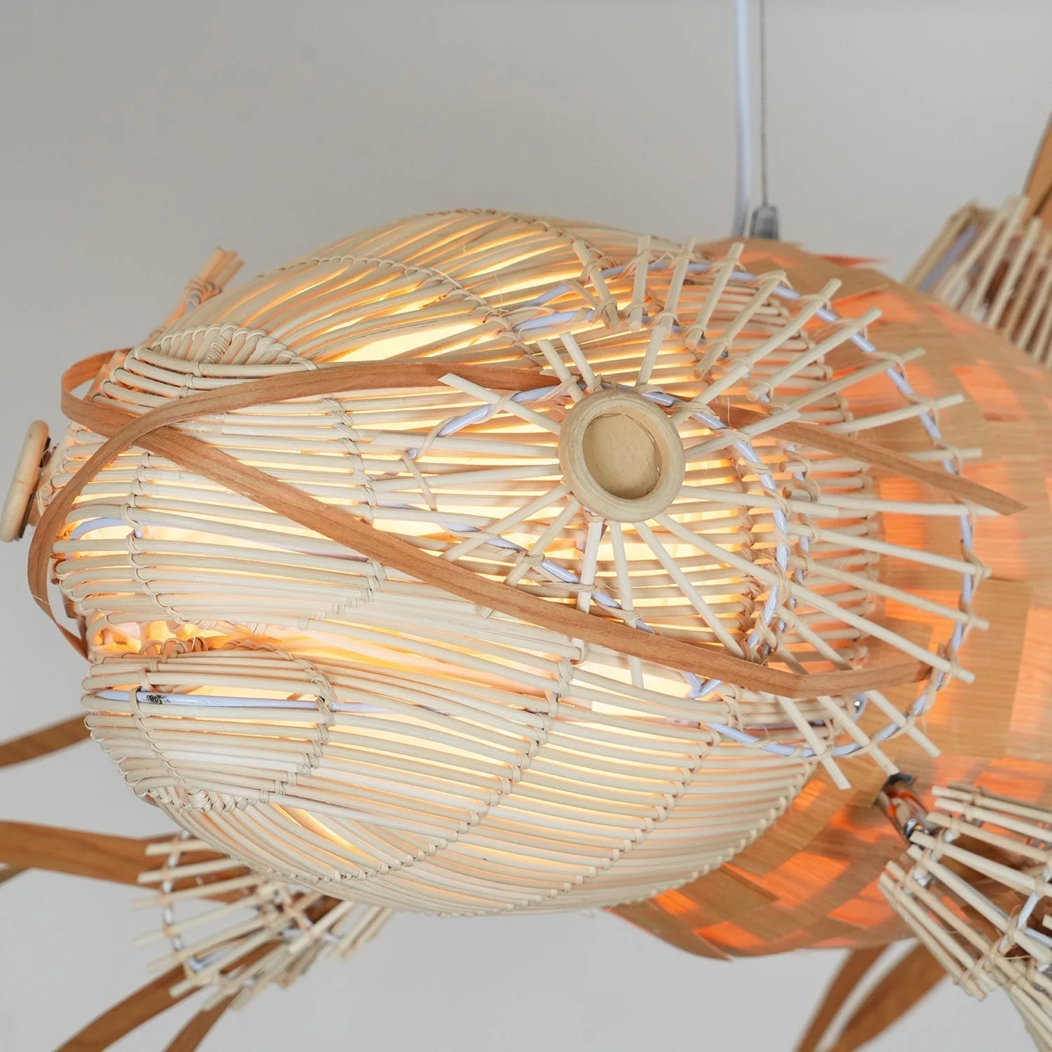 Lustra Chandelier Wooden Fish Handmade - Image 36