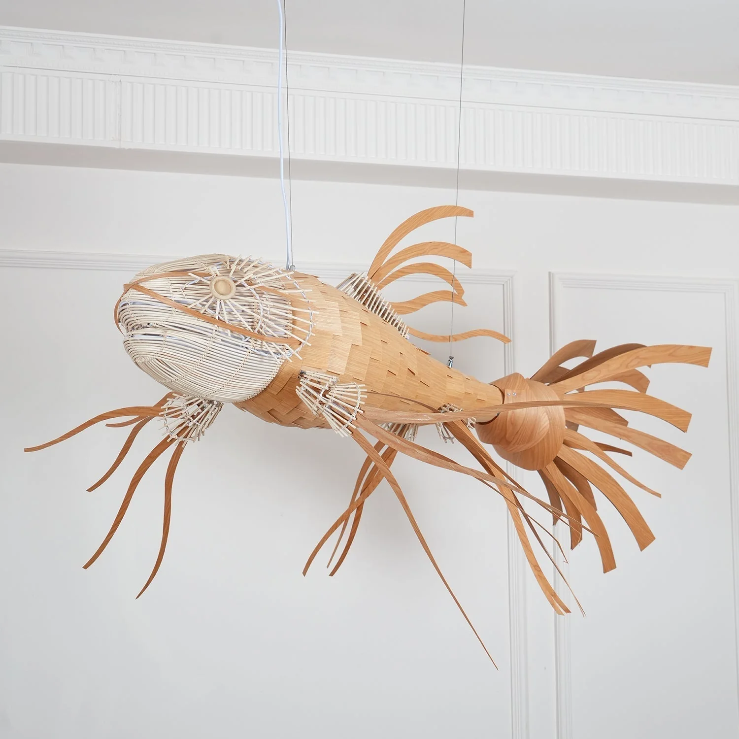 Lustra Chandelier Wooden Fish Handmade - Image 37
