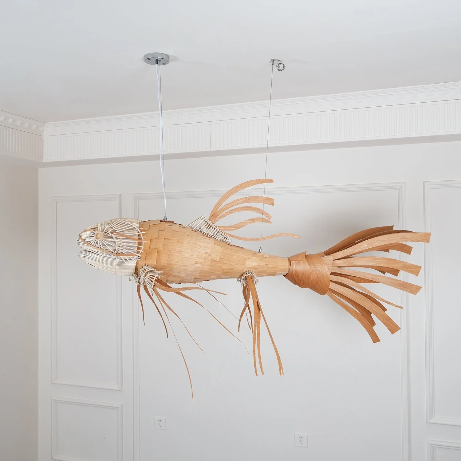 Lustra Chandelier Wooden Fish Handmade - Image 38