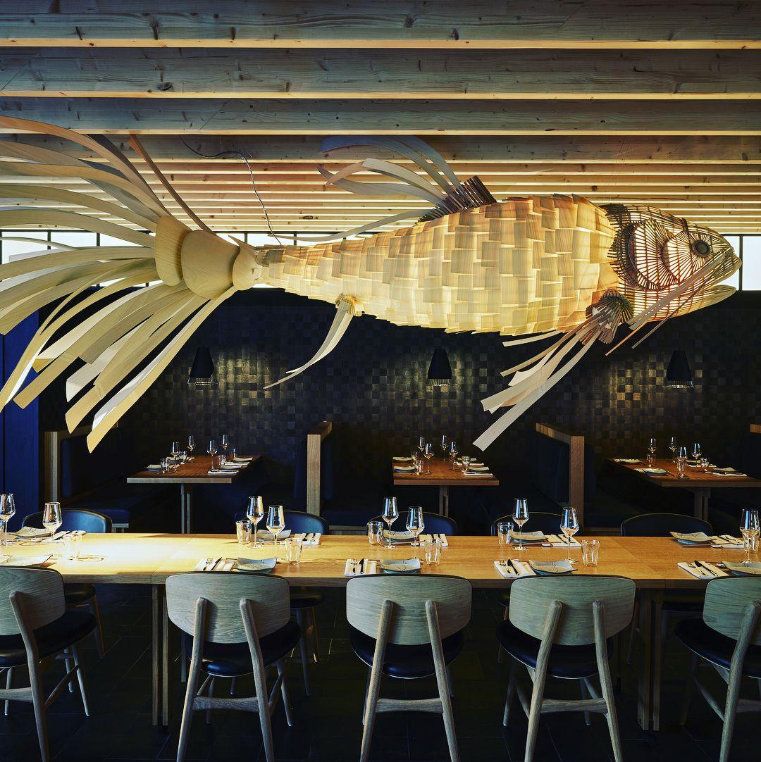 Lustra Chandelier Wooden Fish Handmade - Image 40
