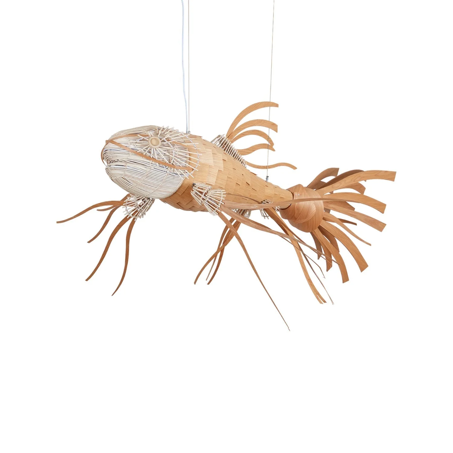 Lustra Chandelier Wooden Fish Handmade - Image 42