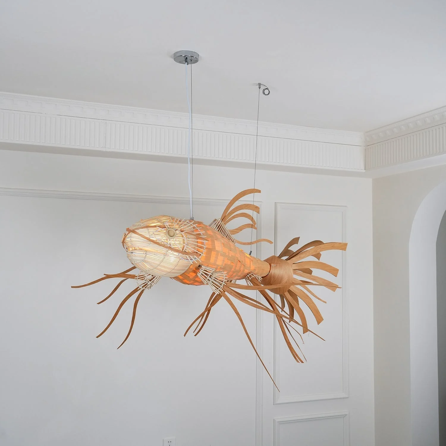 Lustra Chandelier Wooden Fish Handmade - Image 44
