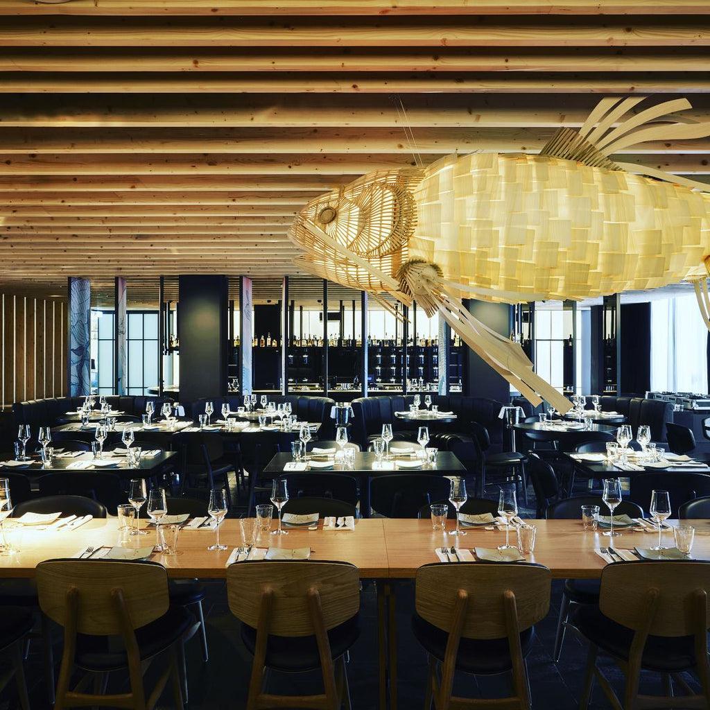 Lustra Chandelier Wooden Fish Handmade - Image 50