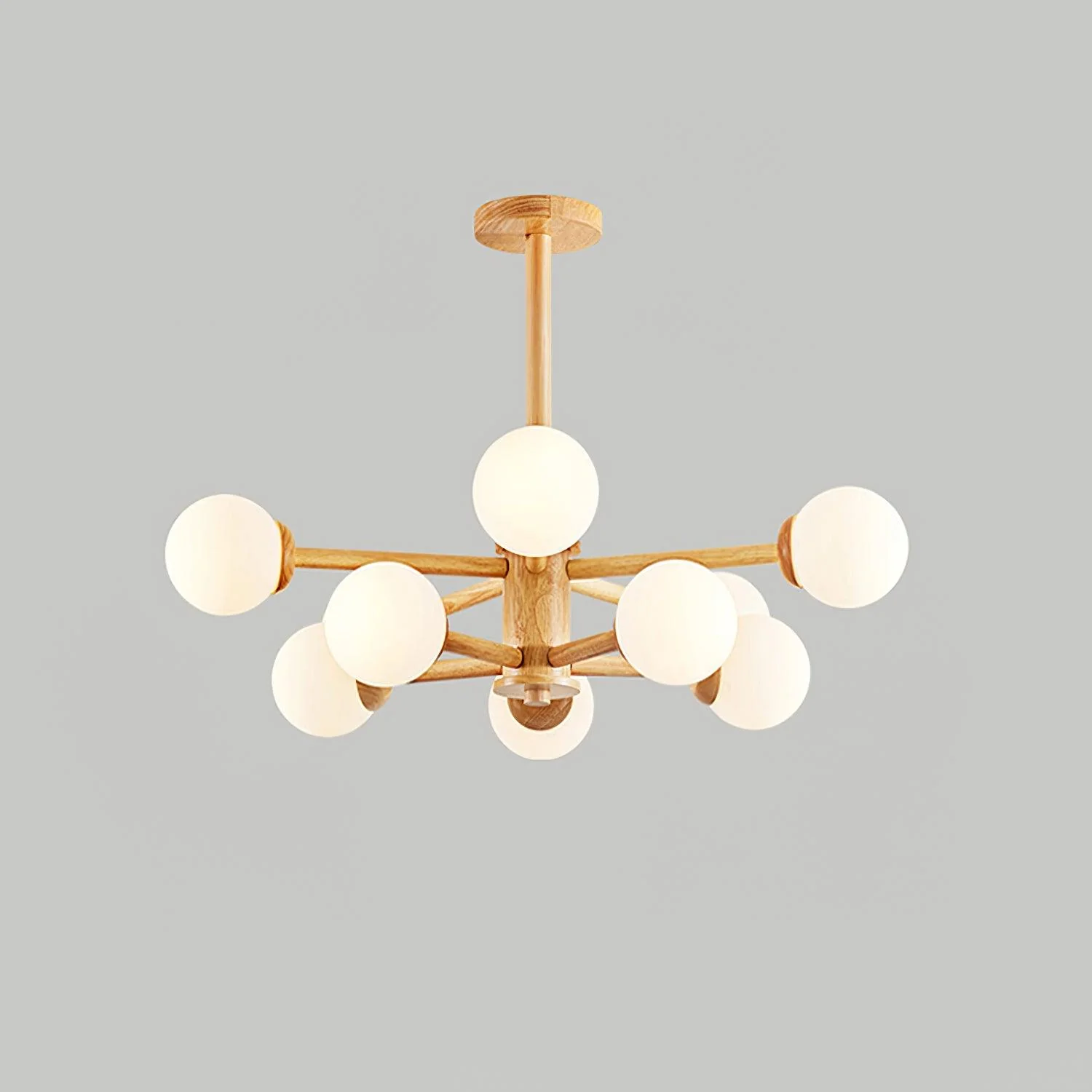 Lustra Chandelier Wooden Globe Minimalist Natural - Image 10