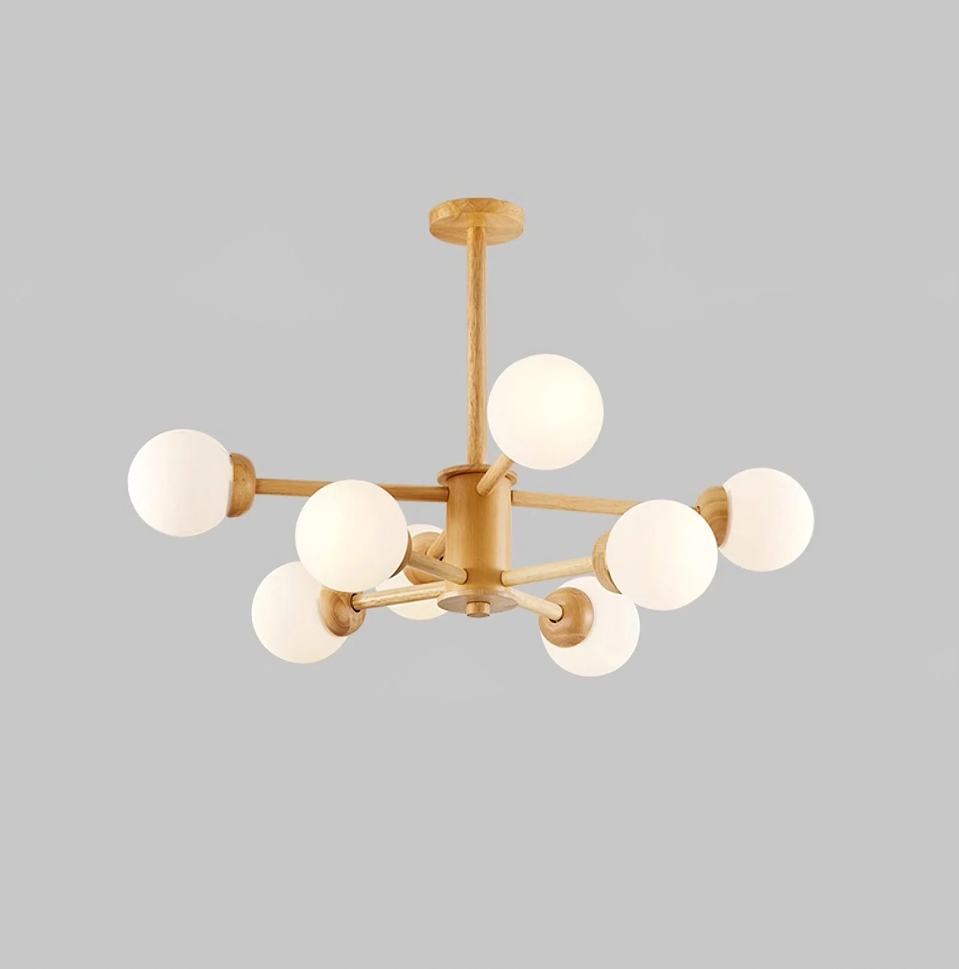 Lustra Chandelier Wooden Globe Minimalist Natural - Image 14