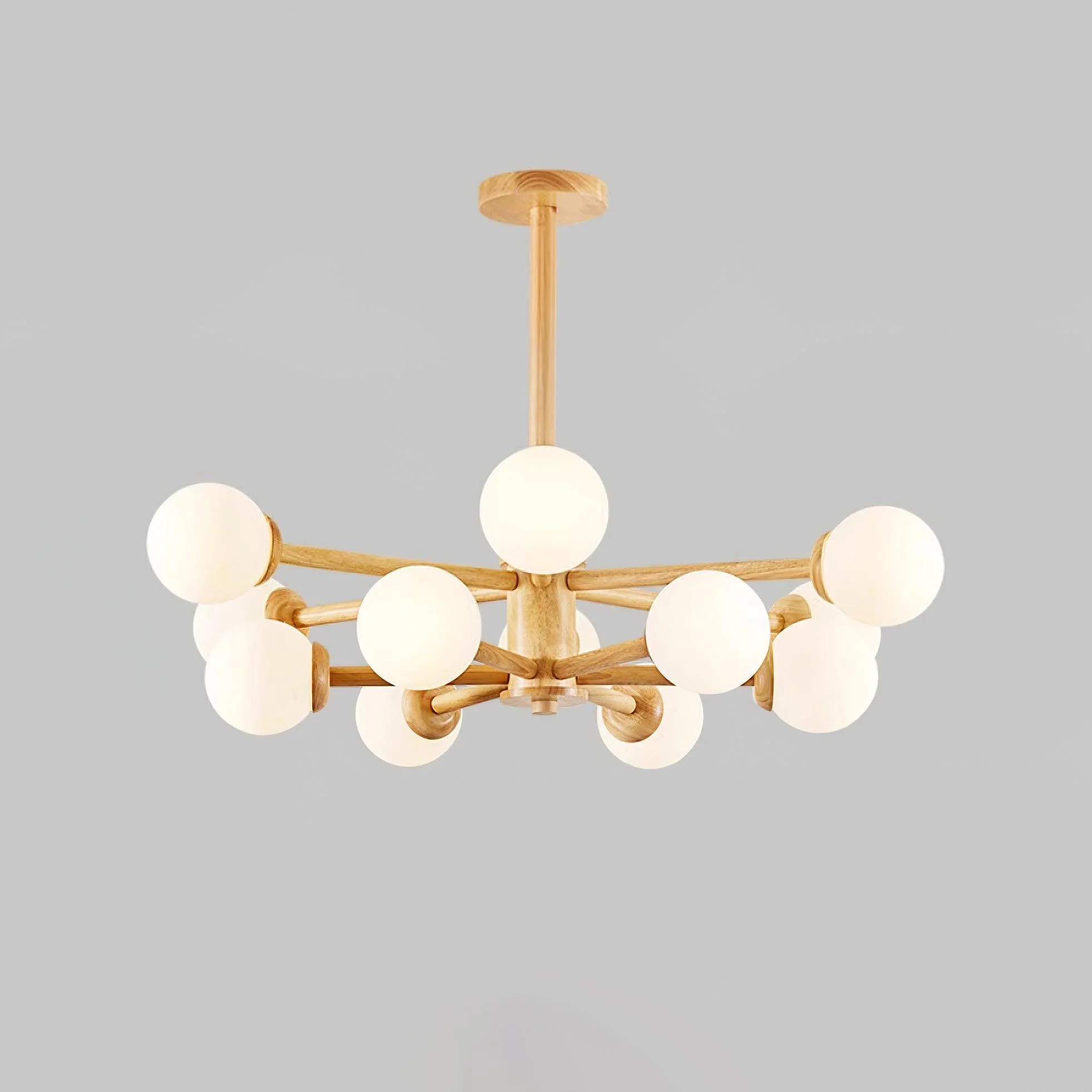 Lustra Chandelier Wooden Globe Minimalist Natural - Image 19