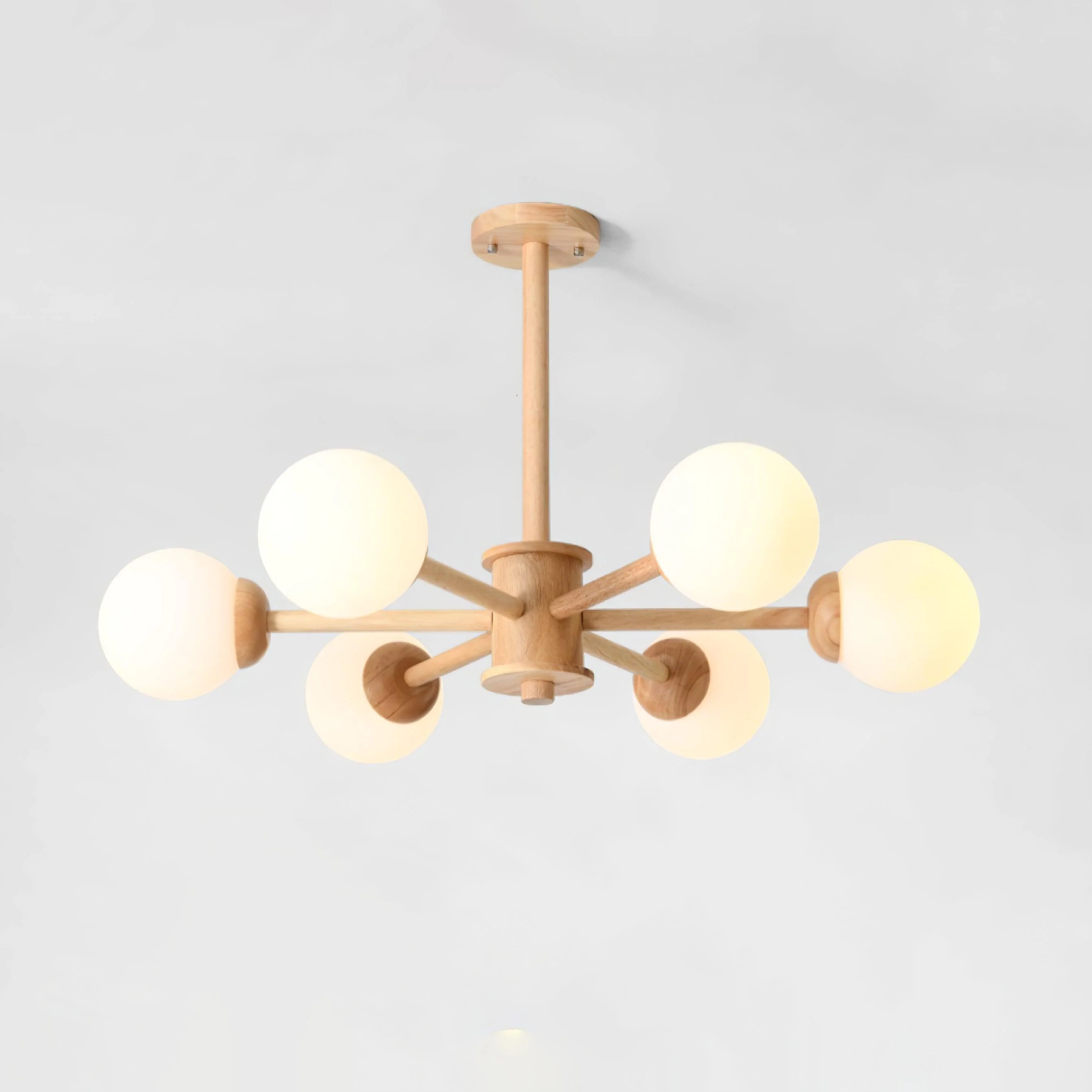 Lustra Chandelier Wooden Globe Minimalist Natural - Image 29