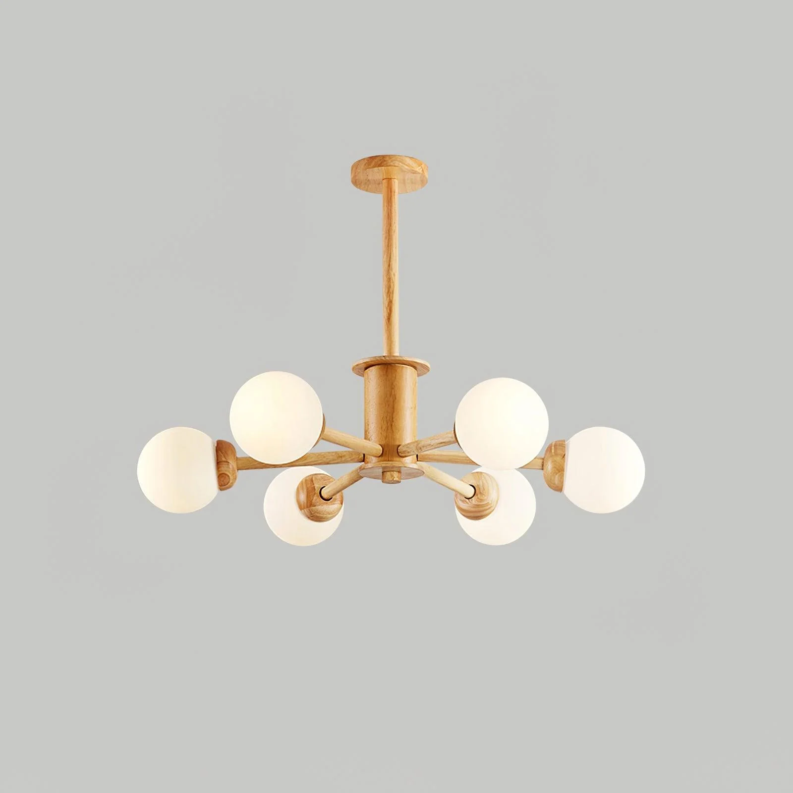 Lustra Chandelier Wooden Globe Minimalist Natural - Image 9