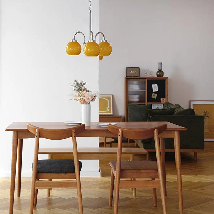 Lustra Chandelier Yellow Glass Globes - Image 33