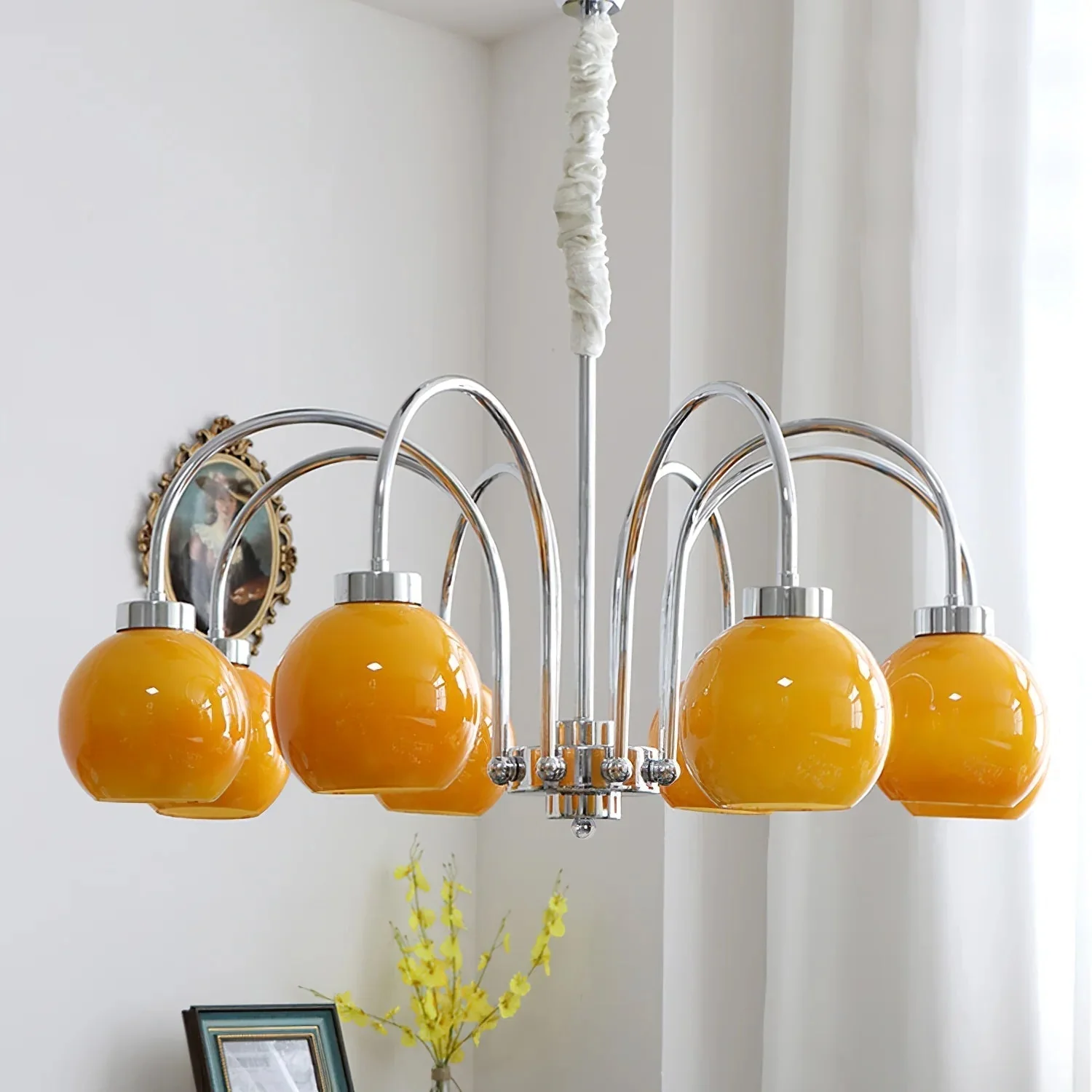 Lustra Chandelier Yellow Glass Globes - Image 40