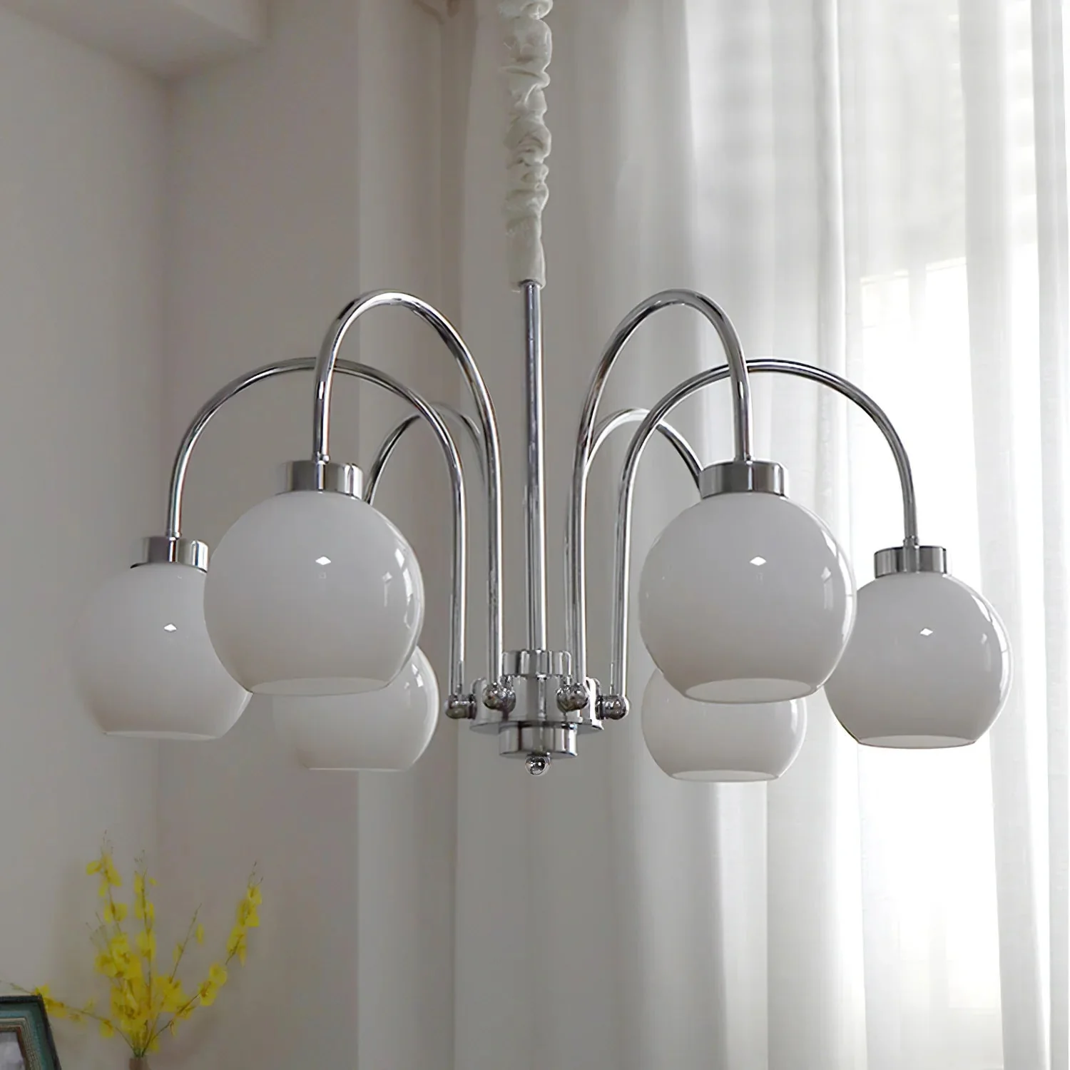 Lustra Chandelier Yellow Glass Globes - Image 48