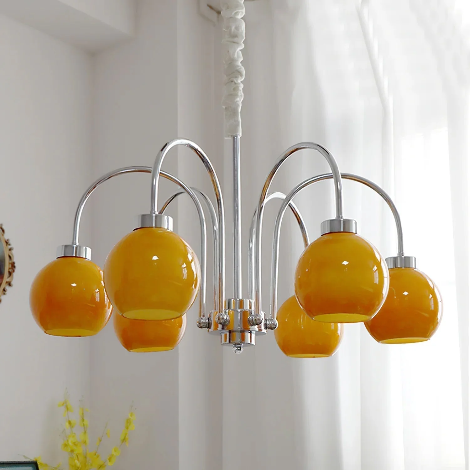 Lustra Chandelier Yellow Glass Globes - Image 75