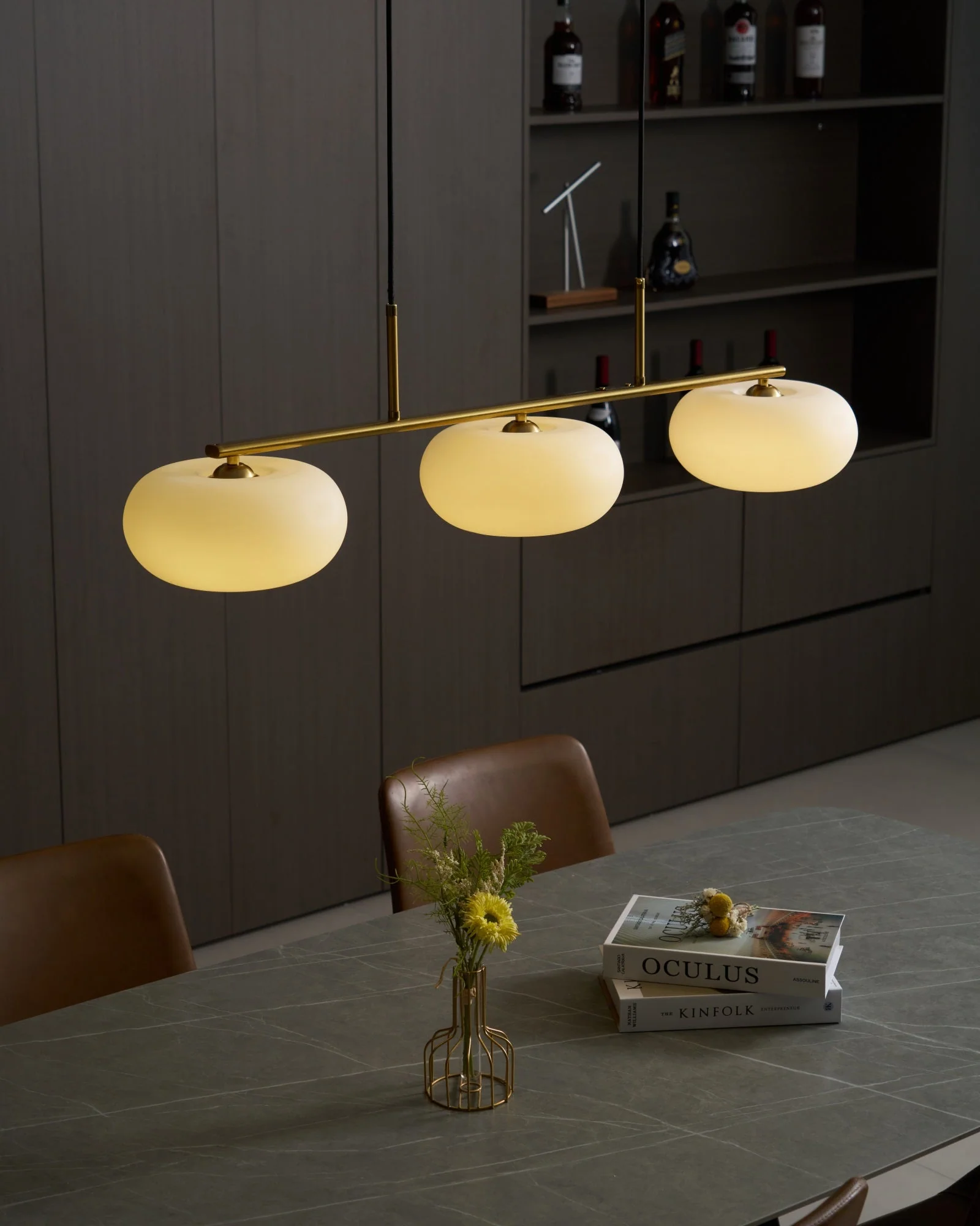 Lustra Pendant Lamp 3-Light Globe Shaped Linear - Image 37