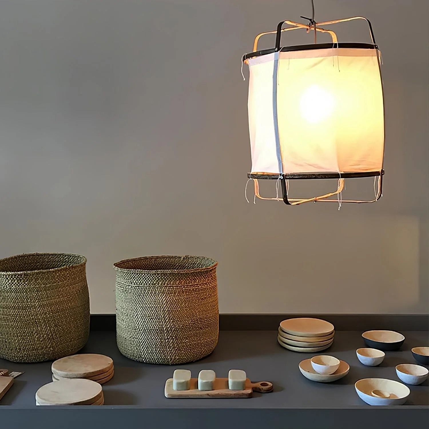 Lustra Pendant Lamp Bamboo Shade for Living Room - Image 75