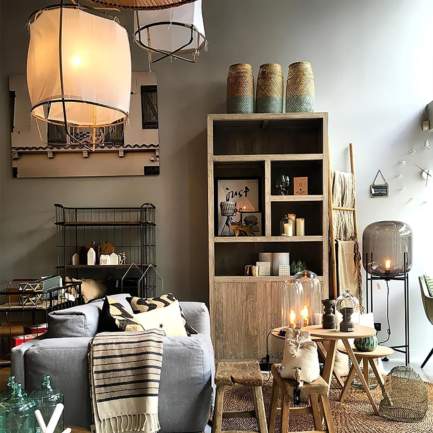 Lustra Pendant Lamp Bamboo Shade for Living Room - Image 79