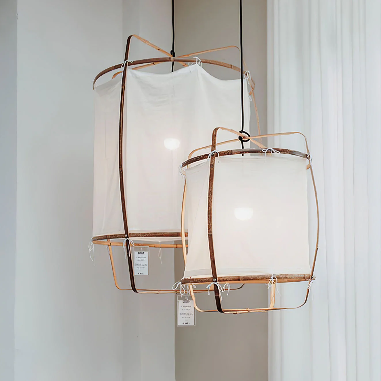 Lustra Pendant Lamp Bamboo Shade for Living Room - Image 82