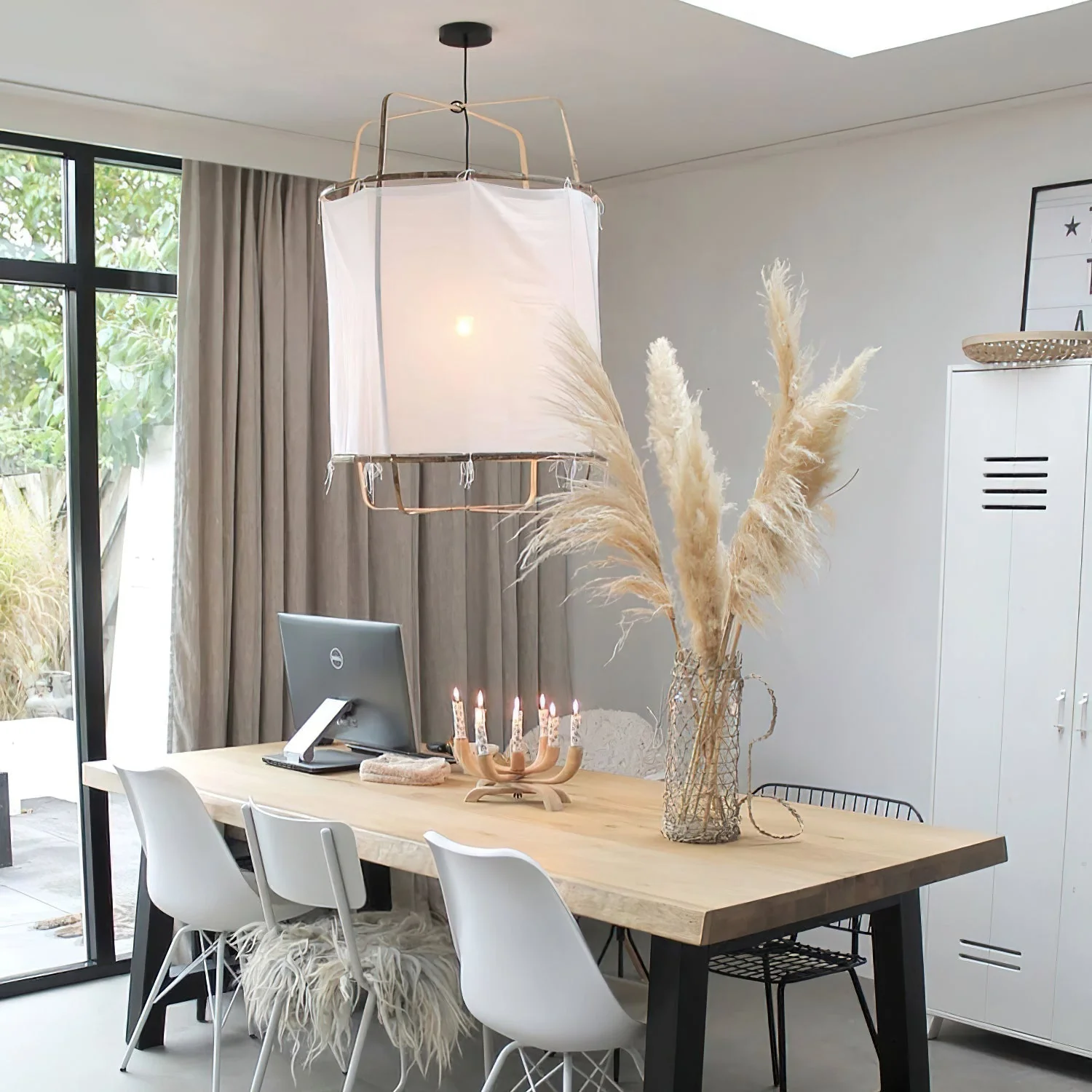 Lustra Pendant Lamp Bamboo Shade for Living Room - Image 88