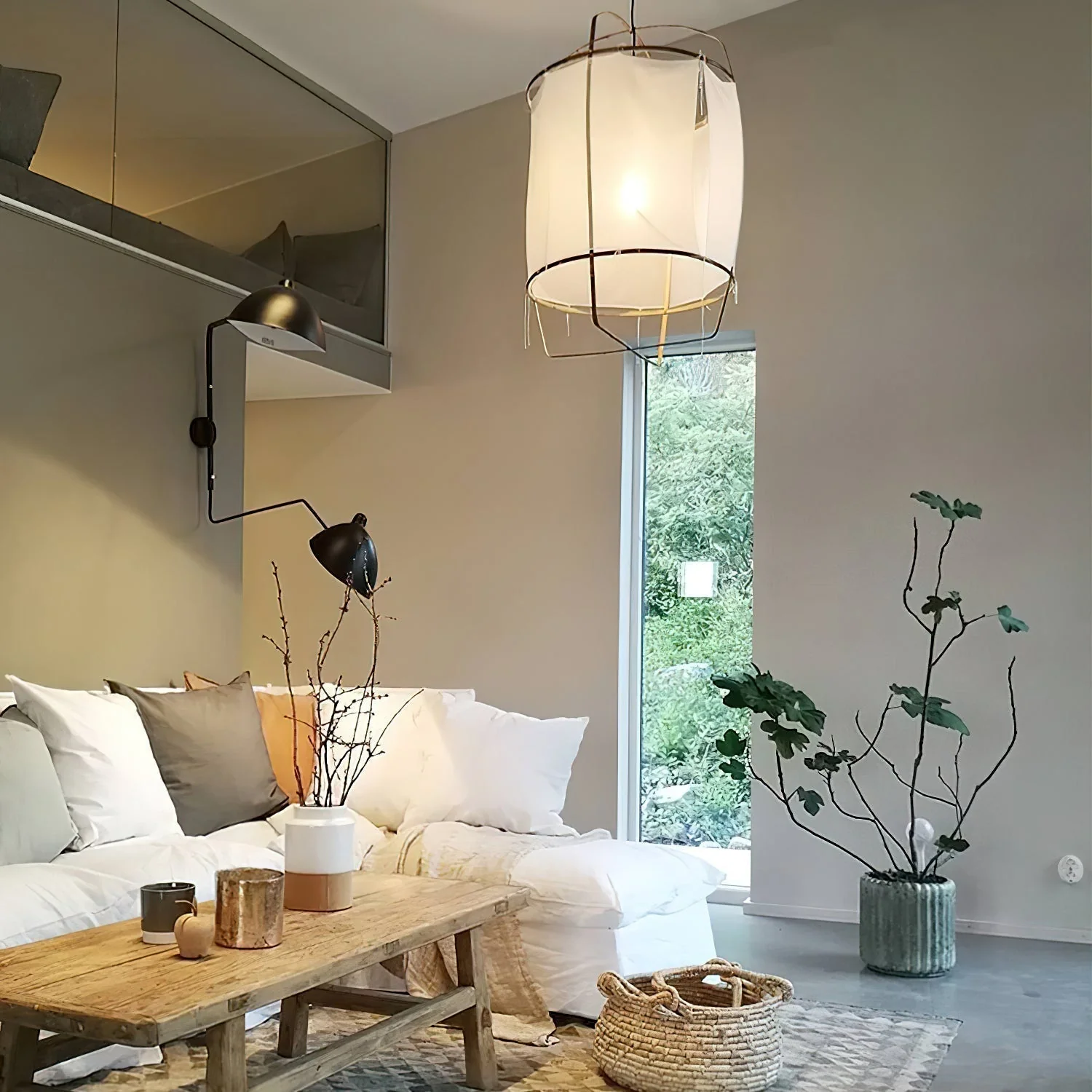 Lustra Pendant Lamp Bamboo Shade for Living Room - Image 89
