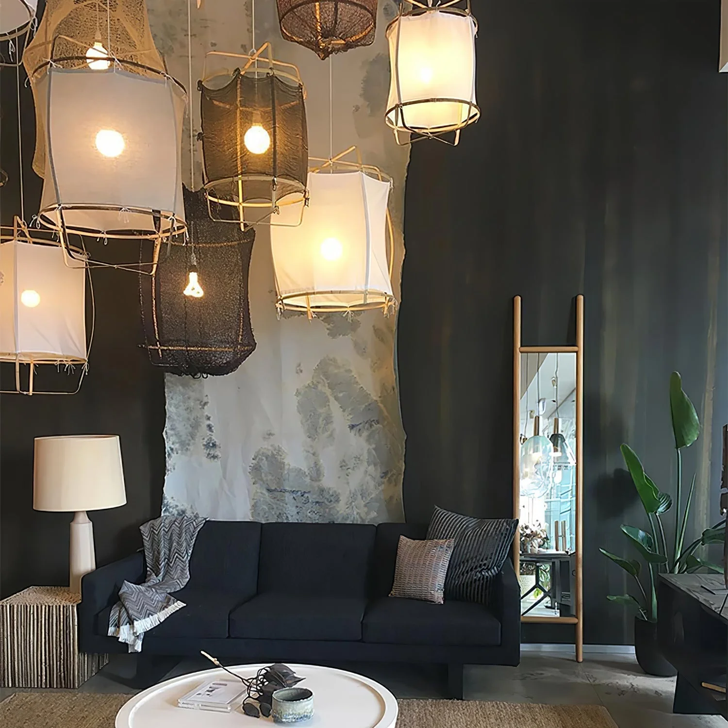 Lustra Pendant Lamp Bamboo Shade for Living Room - Image 97
