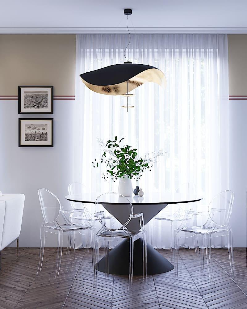 Lustra Pendant Lamp Black Gold Curved Shade - Image 100