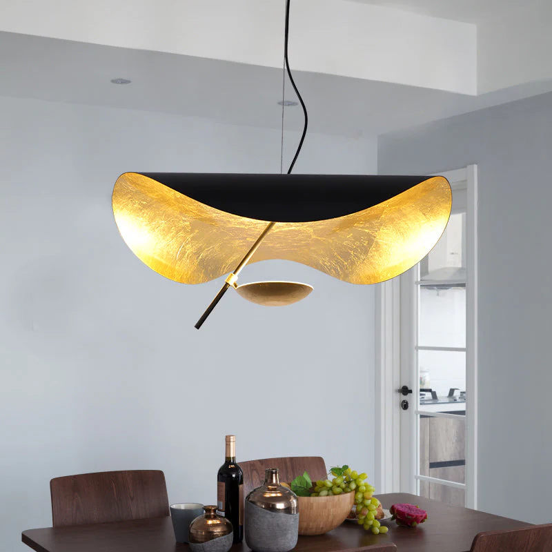 Lustra Pendant Lamp Black Gold Curved Shade - Image 102