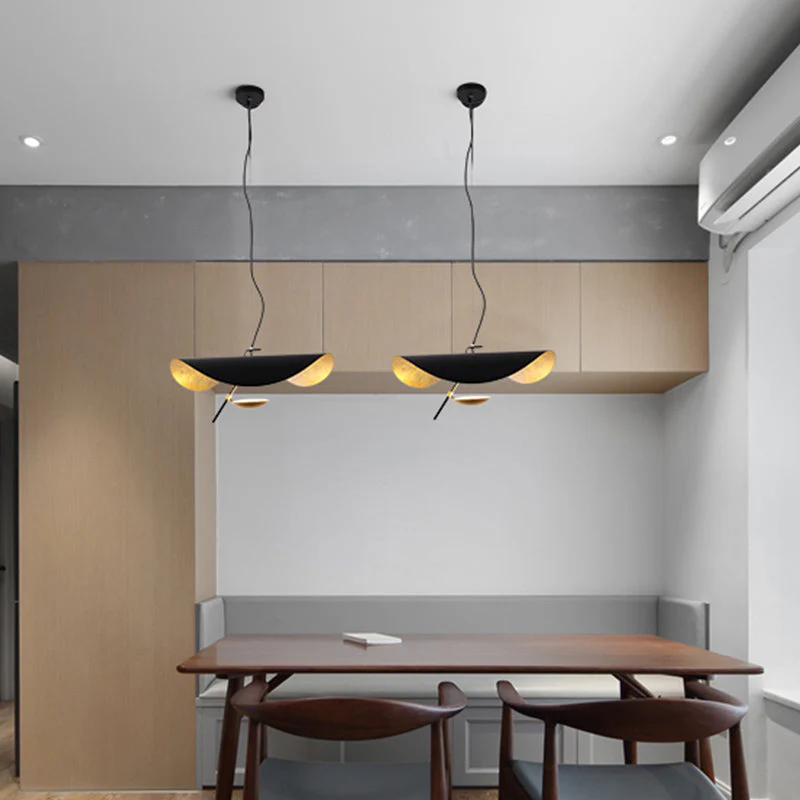 Lustra Pendant Lamp Black Gold Curved Shade - Image 103