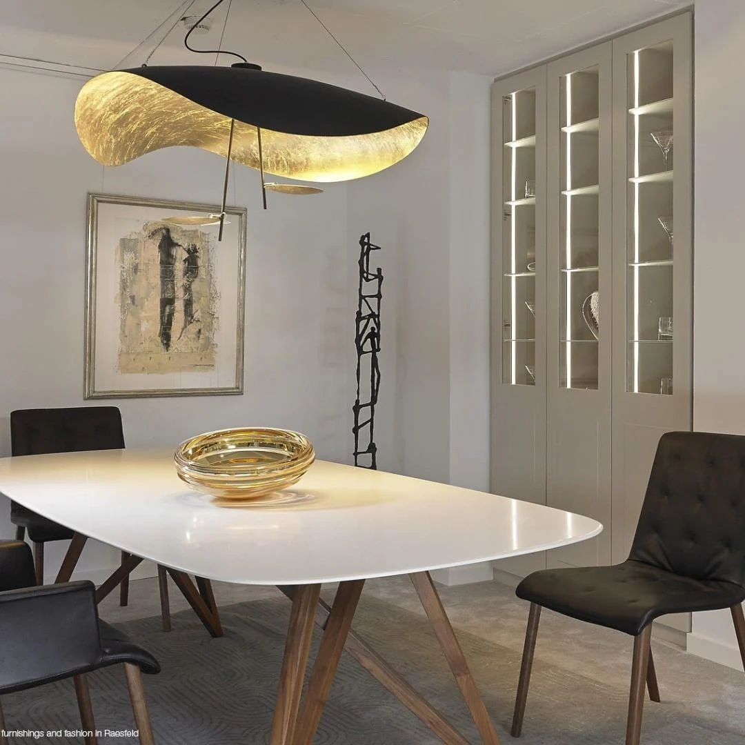 Lustra Pendant Lamp Black Gold Curved Shade - Image 111
