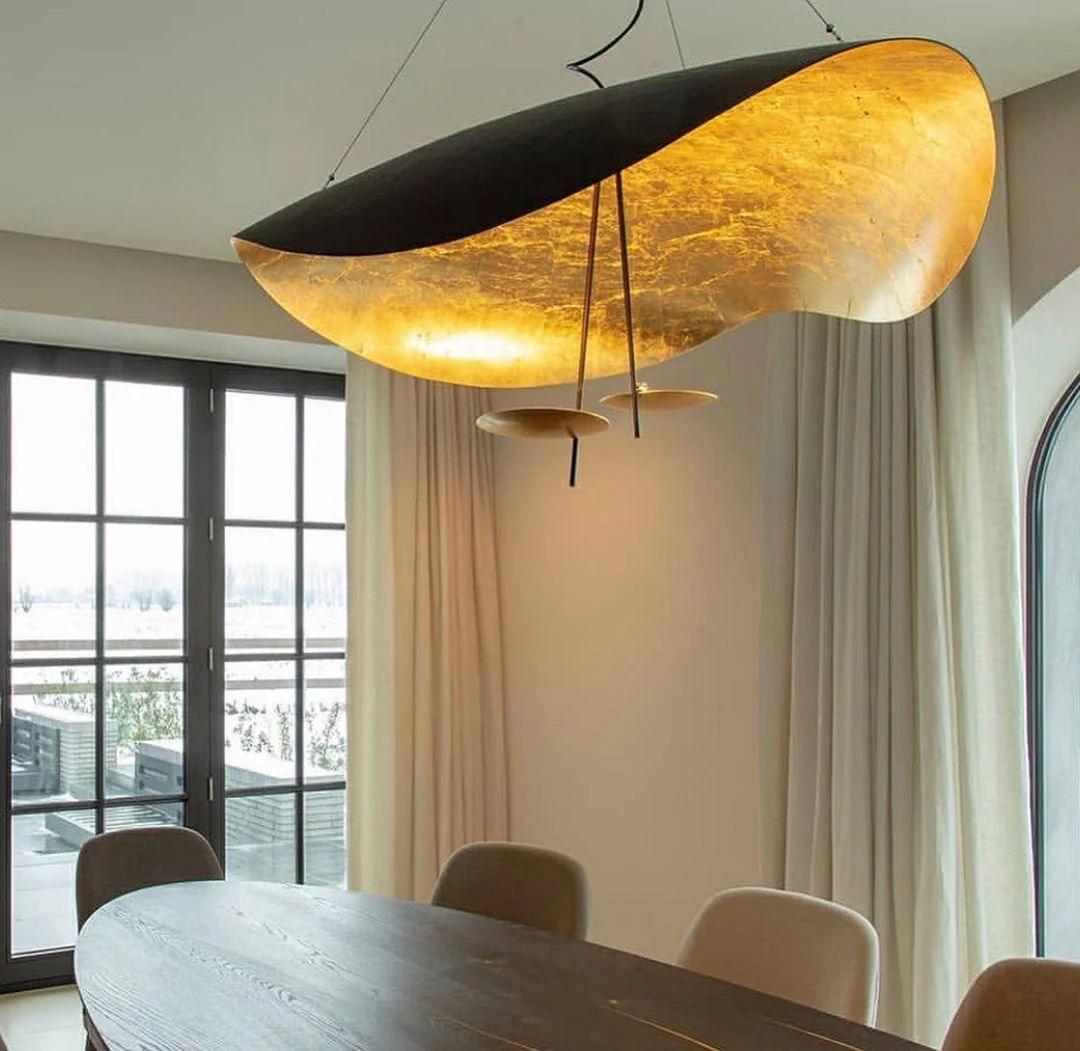 Lustra Pendant Lamp Black Gold Curved Shade - Image 115